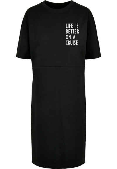 Merchcode Shirtkleid Merchcode Damen Ladies Life Is Better Oversized Slit Tee Dress (1-tlg)
