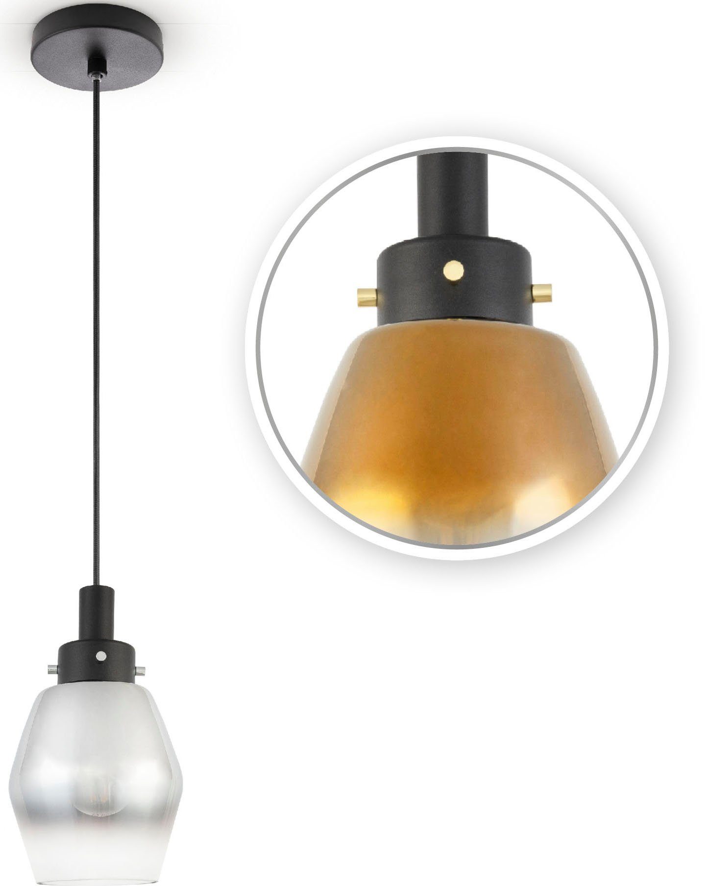 Home Leuchtmittel, Modern Esstisch Hängelampe Pendelleuchte Vintage ohne E27 Glas Pendelleuche Paco DORA, Industriell