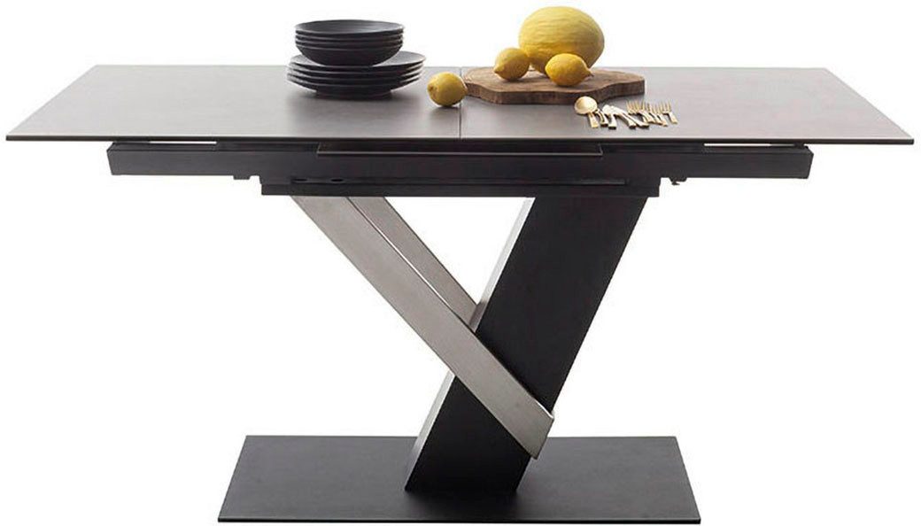 MCA furniture Esstisch MASSARO Tisch mit Säule 160-210 cm (Einzelstück), Keramik, Metall, Synchronauszug, ausziehbar, 6-8 Pers.