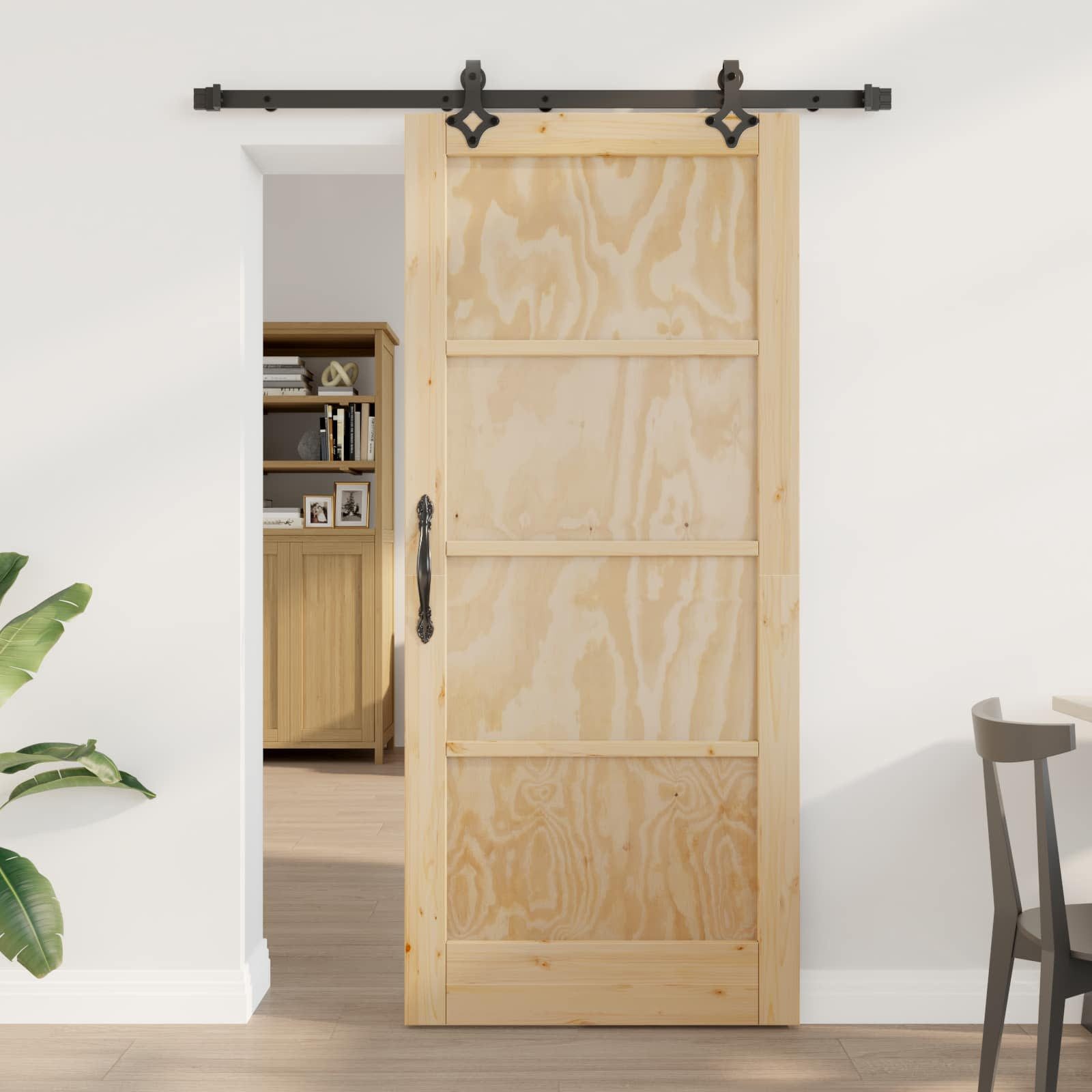 vidaXL Haustür Schiebetür ORKDAL 86 x 198,5 cm Massives Kiefernholz Natur (1-St)