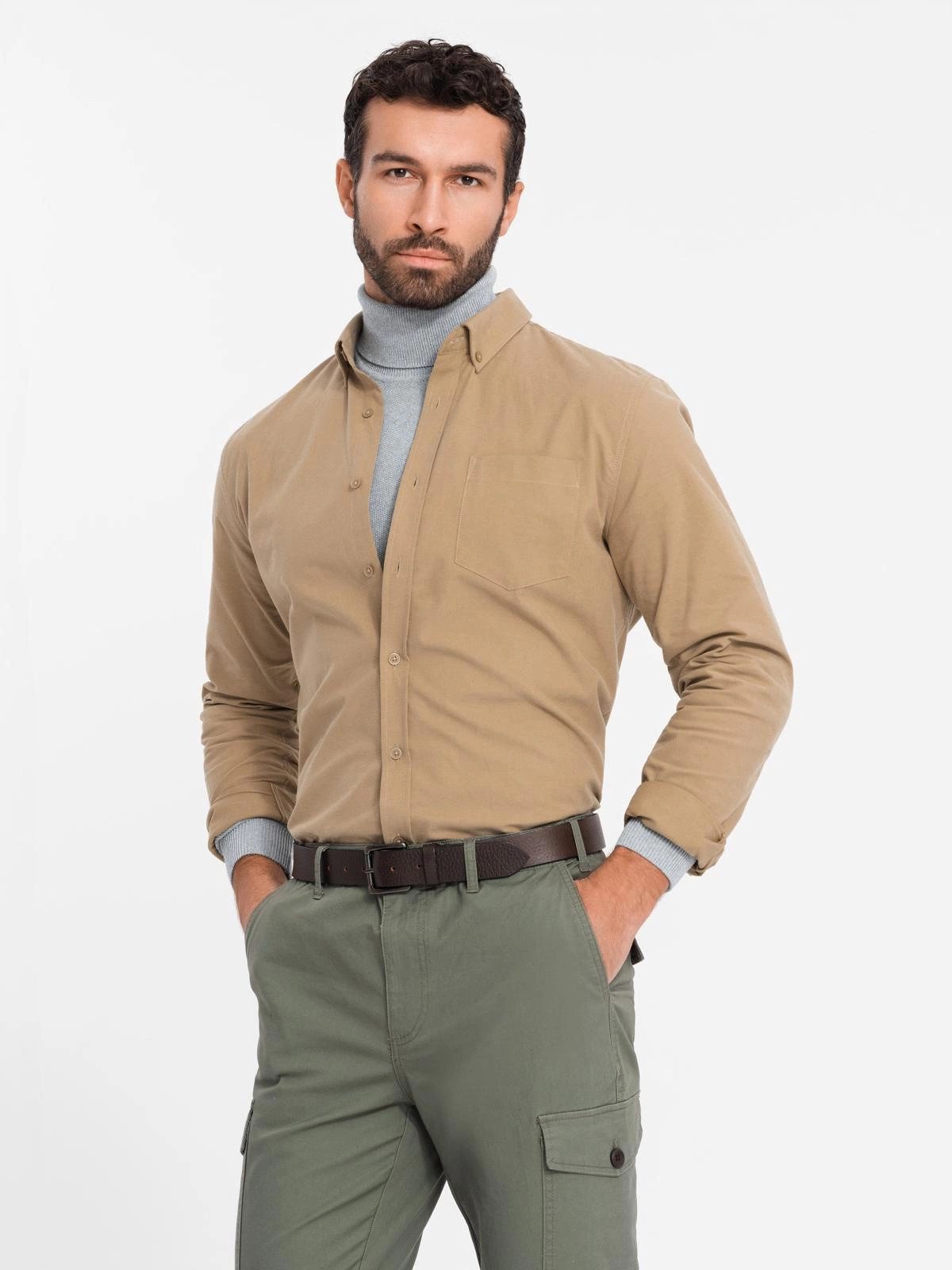 Langarmhemd Herrenhemd aus Baumwolle REGULAR FIT