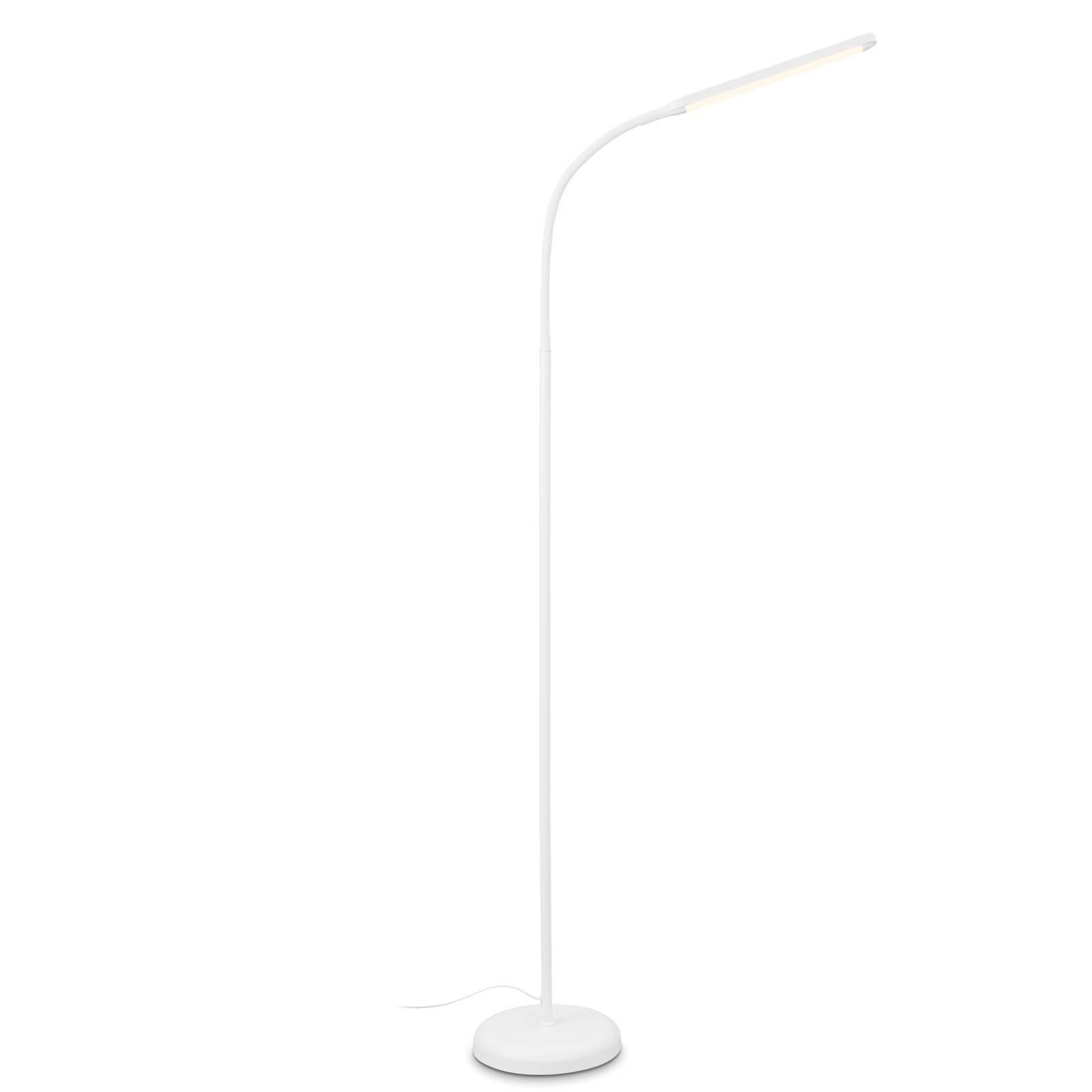 Briloner Leuchten Stehlampe 1472016, dimmbar, schwenkbar, Touch, Speicherfunktion, LED fest verbaut, Warmweiß, Stehleuchte, 126,5 x 21 x 66 cm, Weiß, 6W, Wohnzimmer, Schlafzimmer