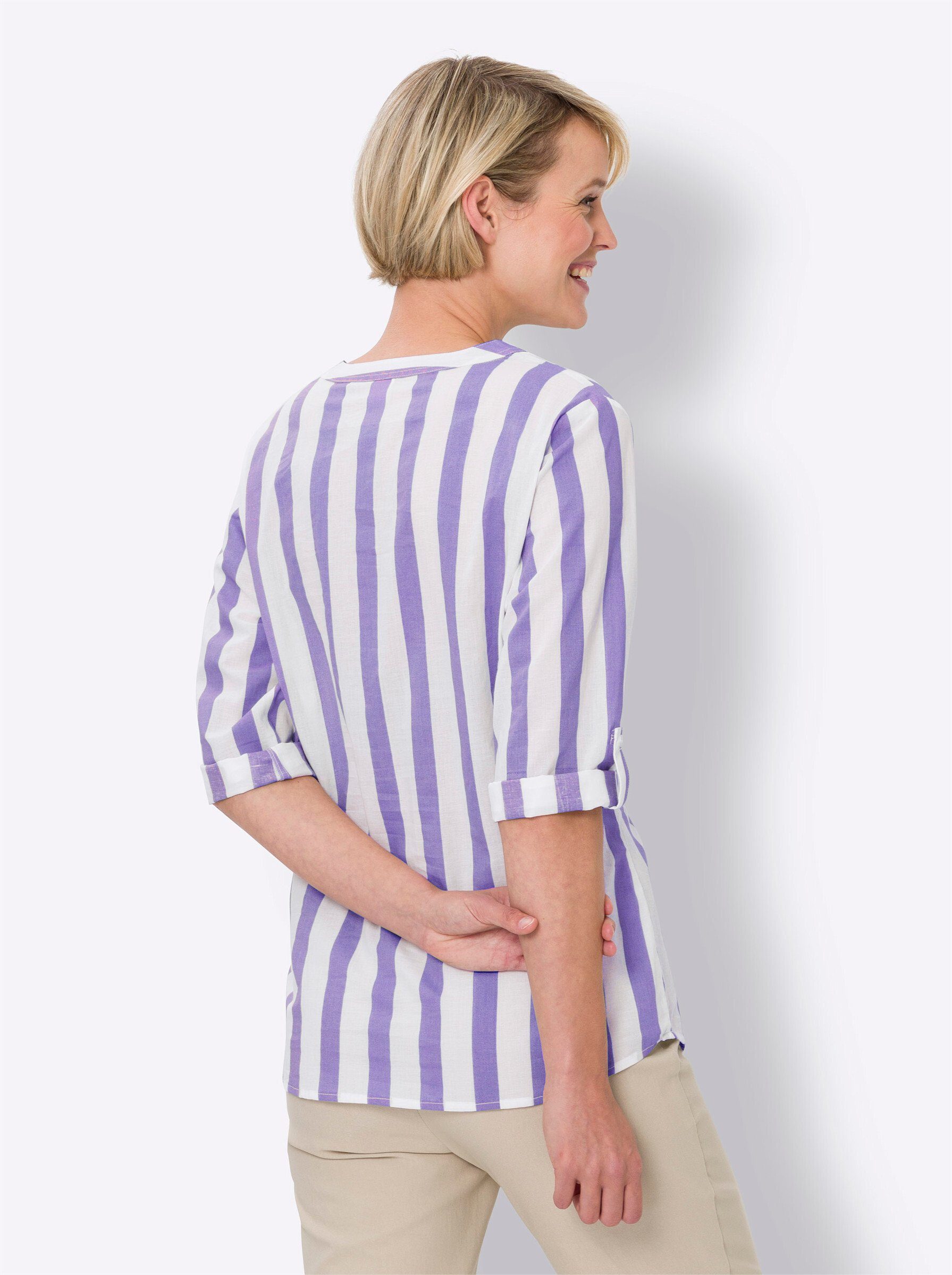 an! lavendel-weiß-gestreift Klassische Sieh Bluse