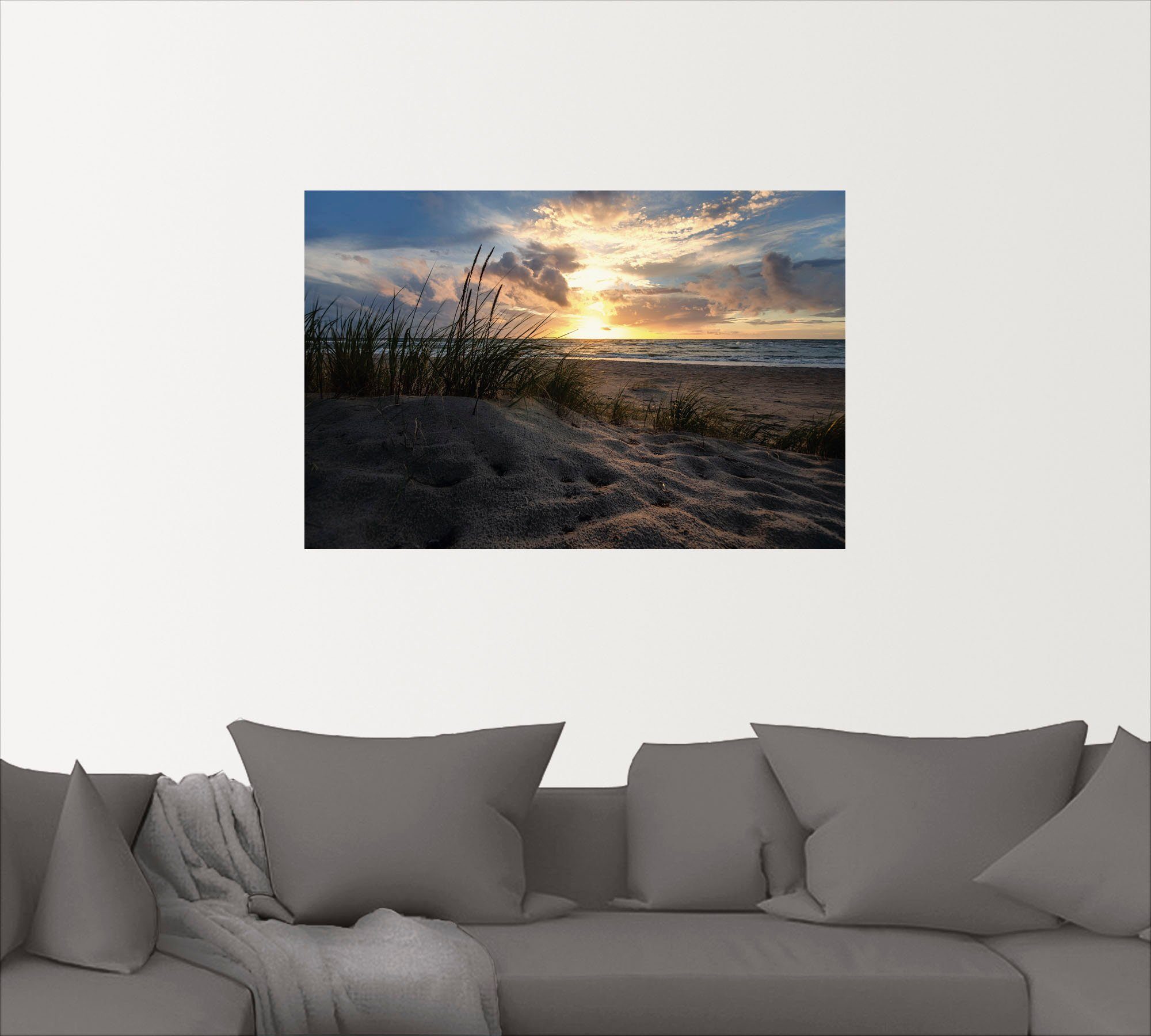 oder versch. St), Strand Poster als Artland Ostsee, (1 Sonnenuntergang Größen Wandbild in der an Wandaufkleber Alubild, Leinwandbild,