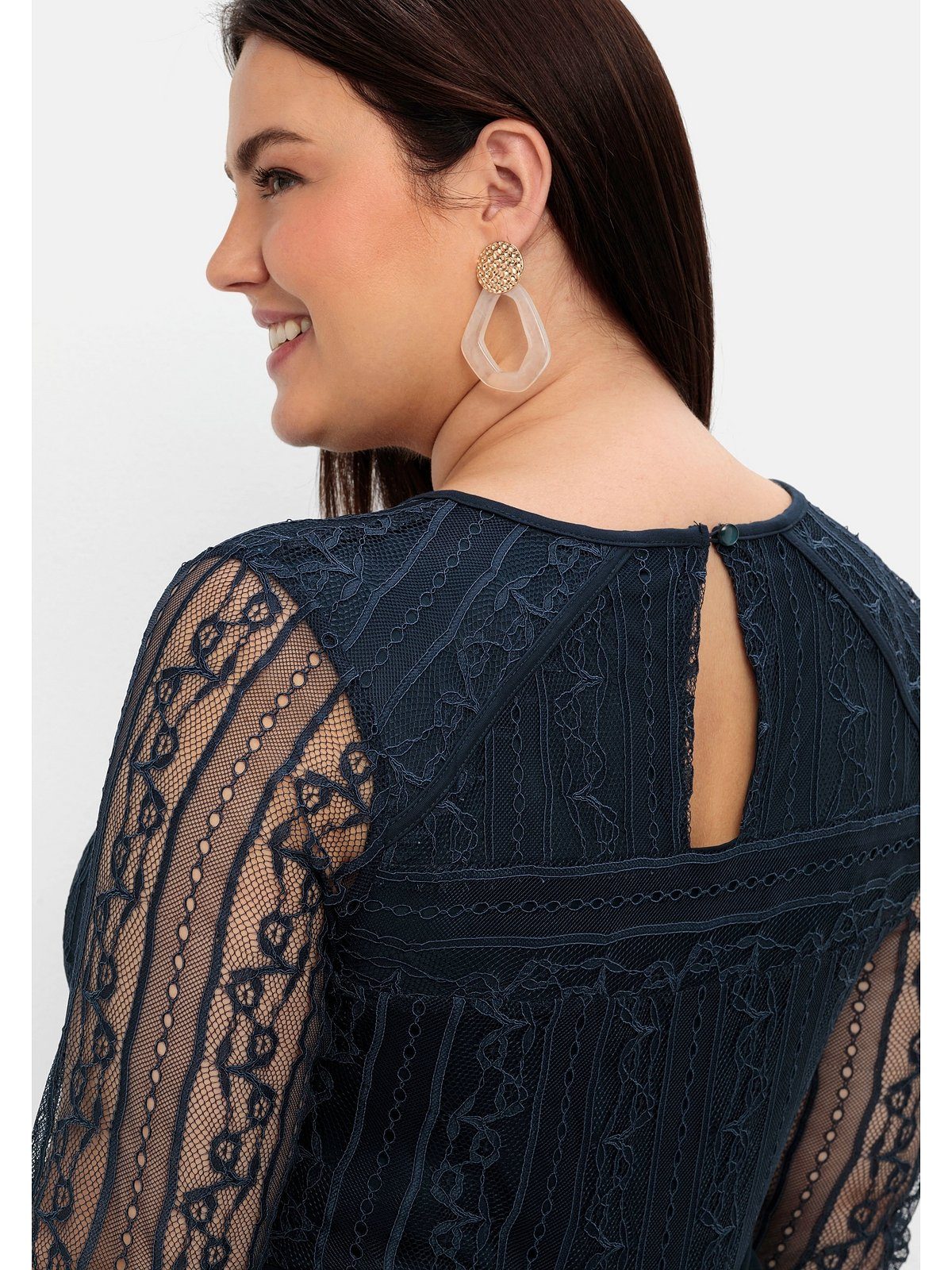 Sheego Abendkleid Große Größen mit floraler Spitze und Chiffon-Ärmeln