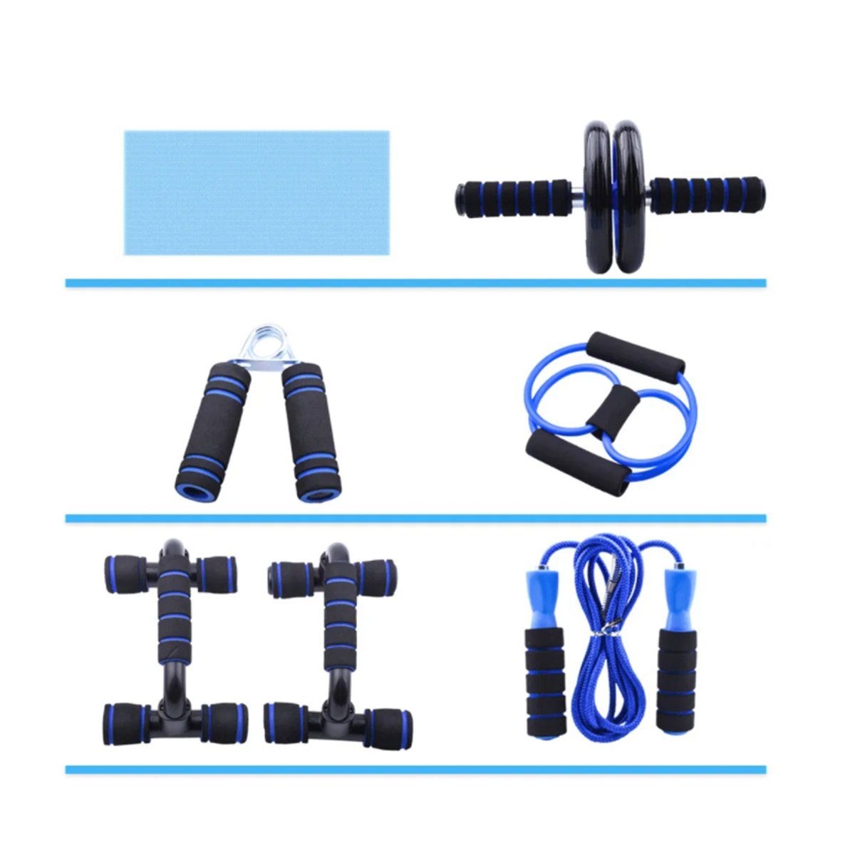 XDeer Fitnessrolle 7PCS Fitness Rutschfester und Bauchtrainer Zuhause, für Kniematte AB Heimtraining Roller Geräte, für Fitness Geräte