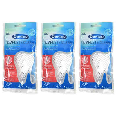 Marabellas Shop Zahnseide-Stick DenTek Complete Clean Zahnseide-Sticks 40er Packung 3er-Set Mundpflege, mit Minzgeschmack