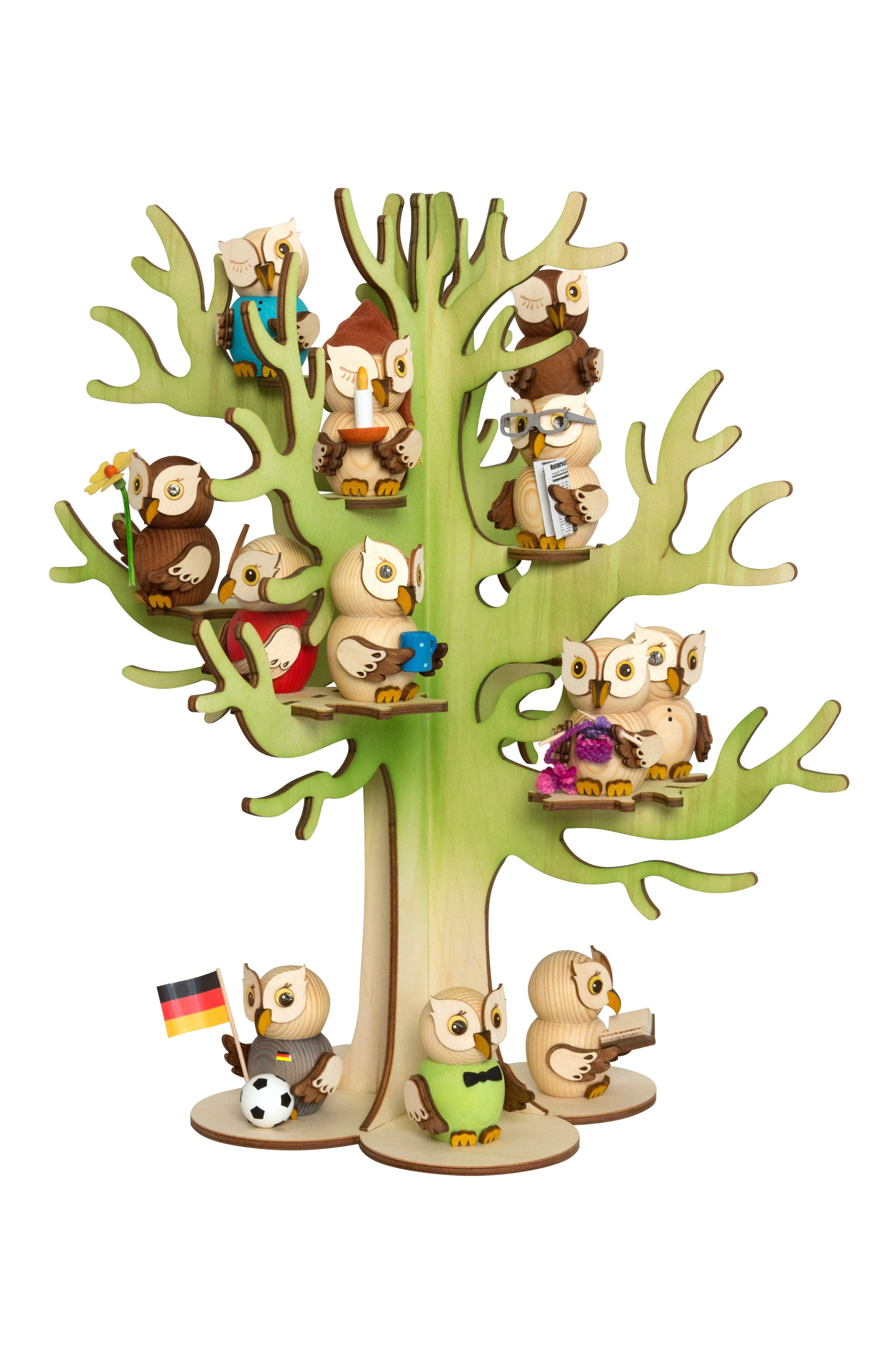 Kuhnert Dekobaum Baum für Mini-Eule - aus Holz gefertigt - ca. 40x40x45 cm, entzückende Dekoration für jeden Raum - Made in Germany