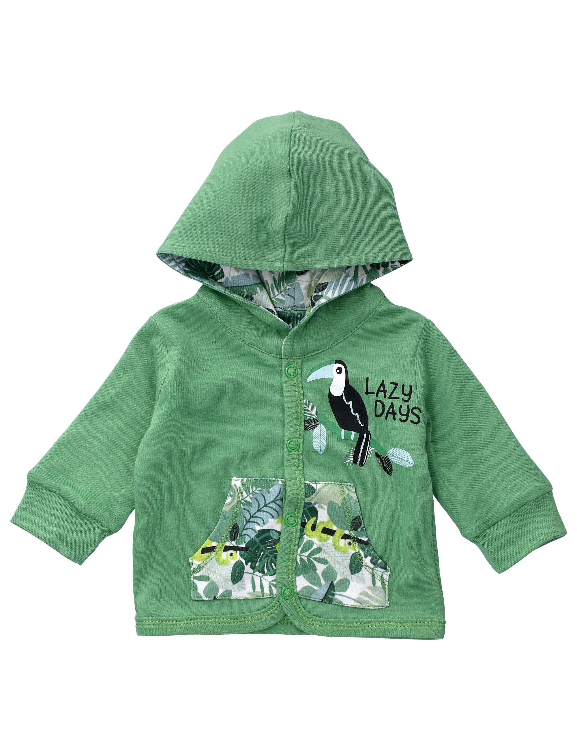 NINI Fleecejacke Wendejacke Vogel, Dschungel Blätter