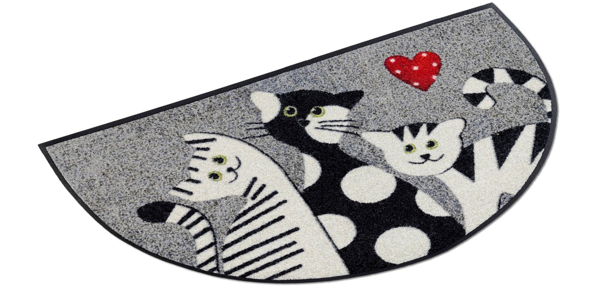 Fußmatte Round Cat Trio, wash+dry by Kleen-Tex, rechteckig, Höhe: 7 mm | Fußmatten
