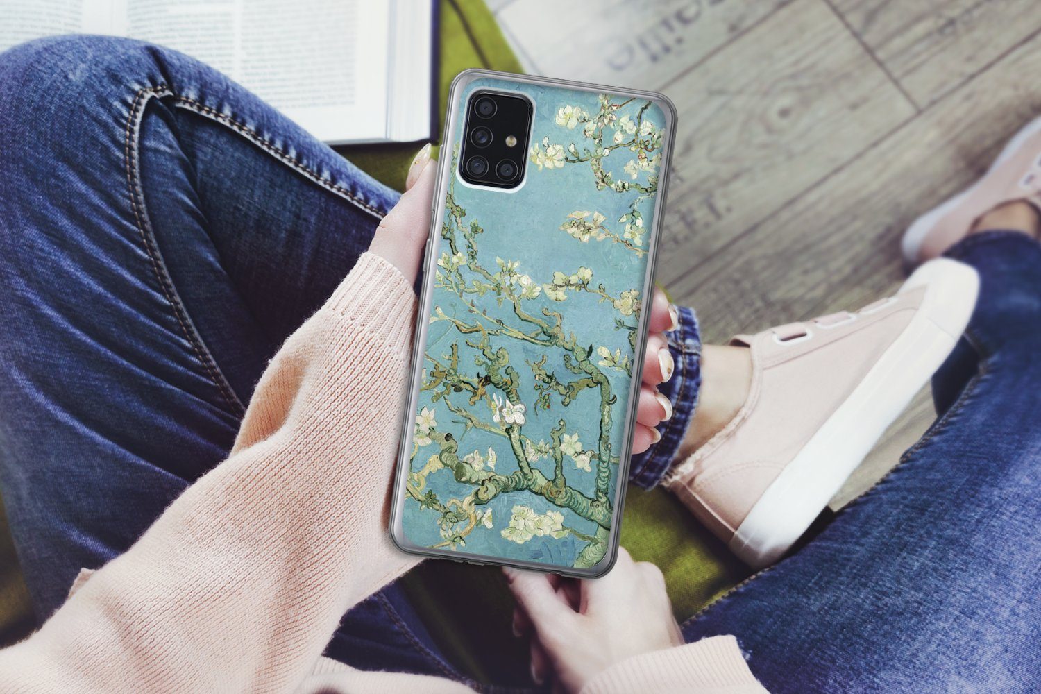 MuchoWow Handyhülle für Samsung Galaxy A52 5G Mandelblüte - Van Gogh - Kunst, Smartphone-Bumper, Print, Handy Schutzhülle Dünn