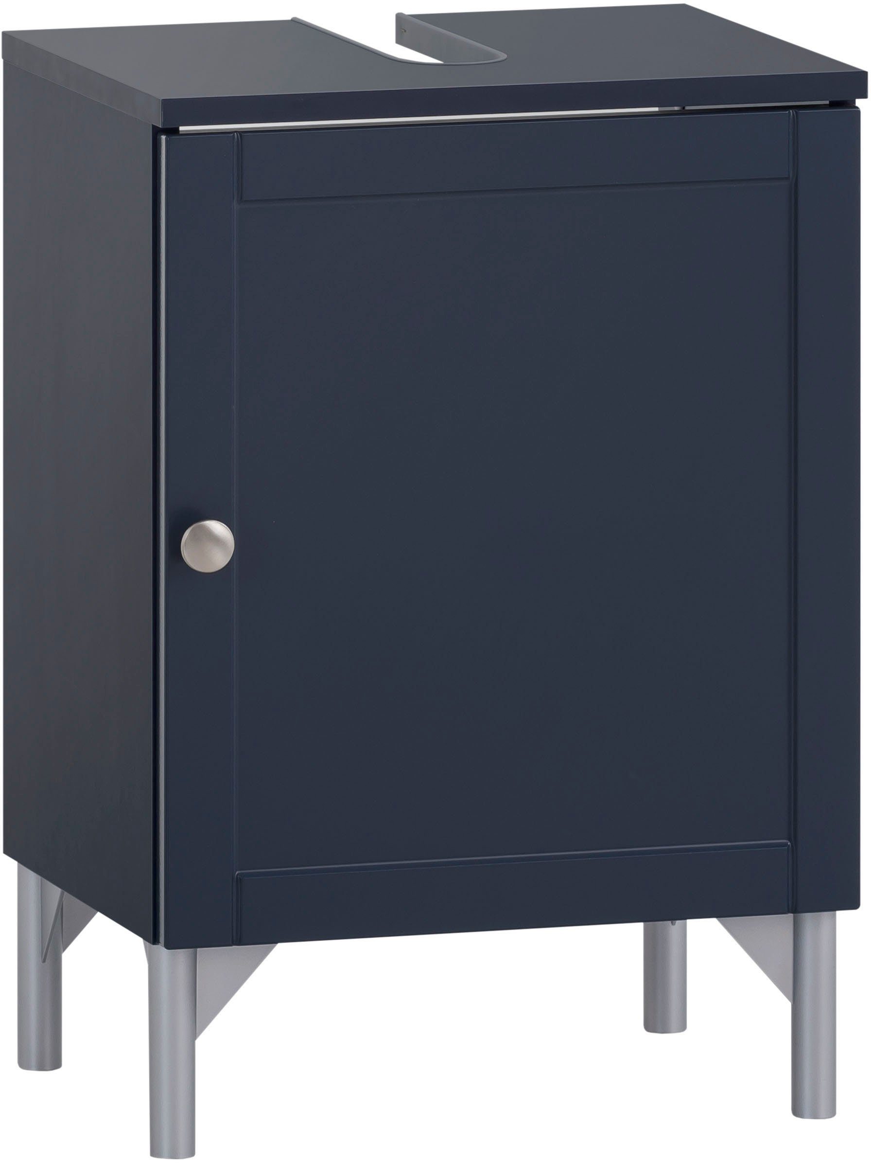 Schildmeyer Waschbeckenunterschrank Landhausoptik, Tür und Beschläge Breite | 40,3 nachtblau cm in Griff aus Jesper Metall nachtblau
