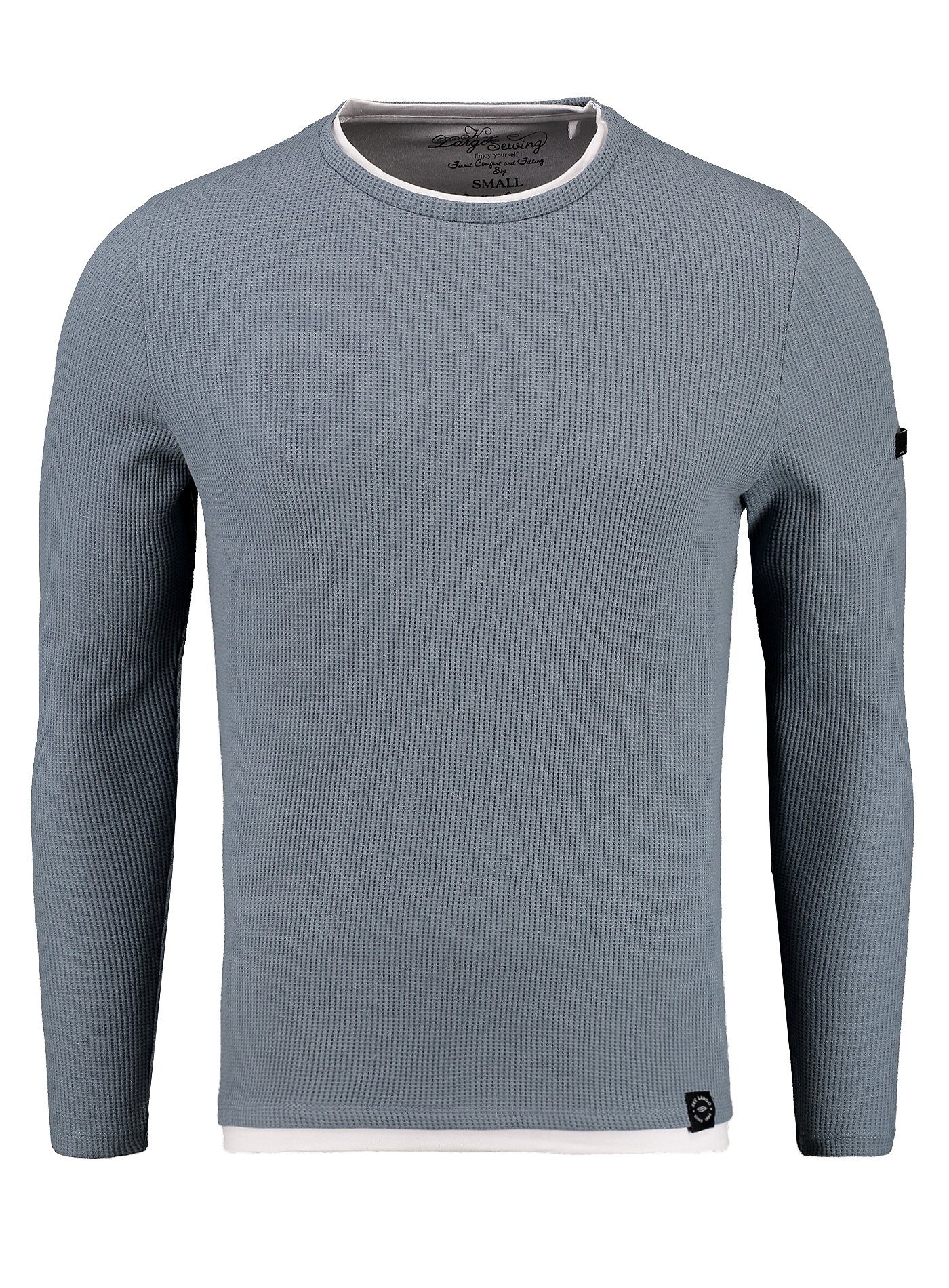 Feinstrick-Design blau in Strickpullover Key tollem STEFANO Largo