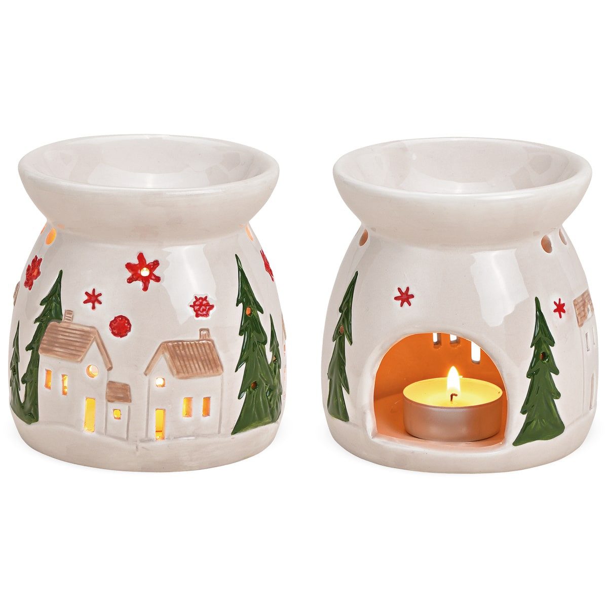 Duftlampe Duftlampen Weihnachten 2er Set Keramik Ø 10 x 11 cm Teelichthalter
