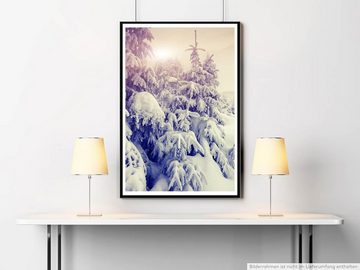 Sinus Art Poster Landschaftsfotografie 60x90cm Poster Schneebedeckte Tannen im Winter