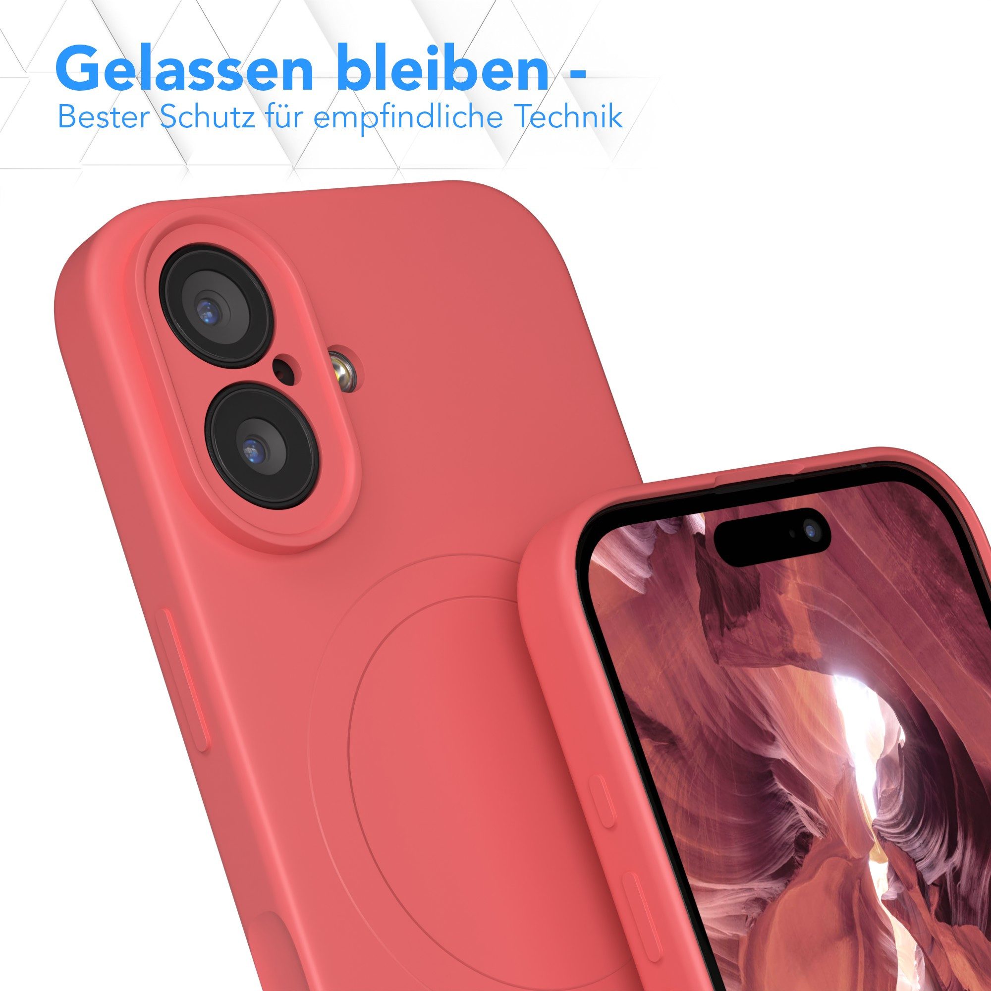 EAZY CASE Handyhülle für Apple iPhone 17 Hülle Silikon 6,3 Zoll, MagSafe Silikonhülle Kameraschutz stoßfest Handyhülle Matt Hellrot – Bild 4 von 5
