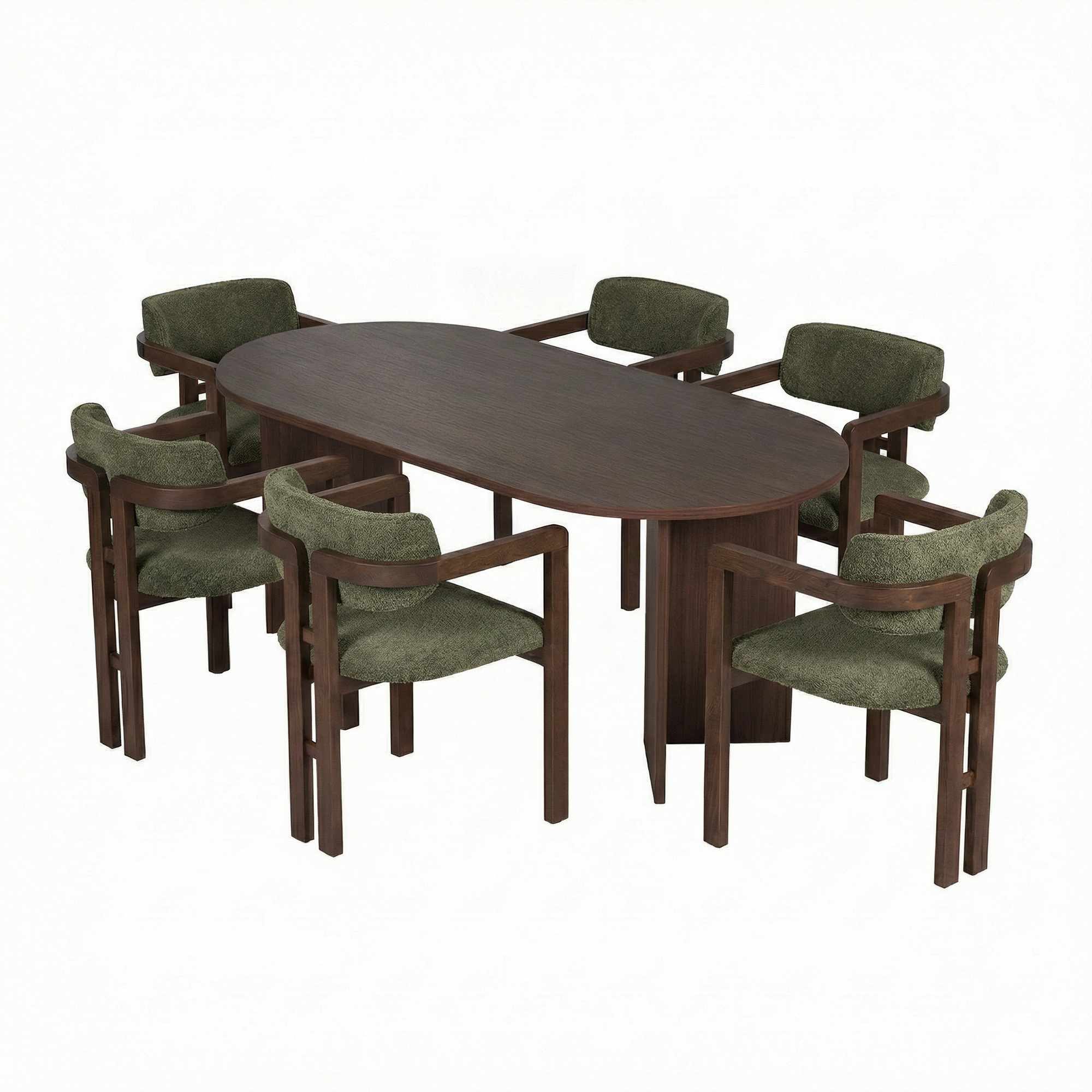Skye Decor Essgruppe Sablin Modern Set, (Set, 7-tlg., 1 Tish, 6 Stühle), Japandi Set bestehend aus 6 Stühl und 1 Tish Modernes Esszimmer Set