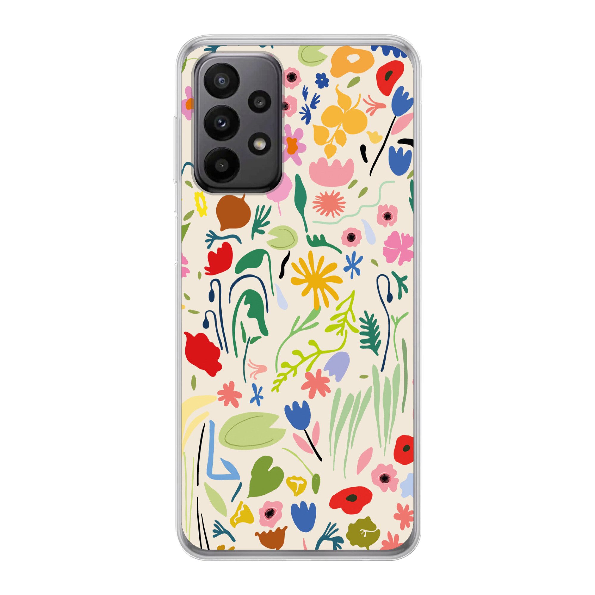 MuchoWow Handyhülle für Samsung Galaxy A23 5G Blumen - Muster - Pflanzen, Smartphone-Bumper, Print, Handy Schutzhülle Dünn