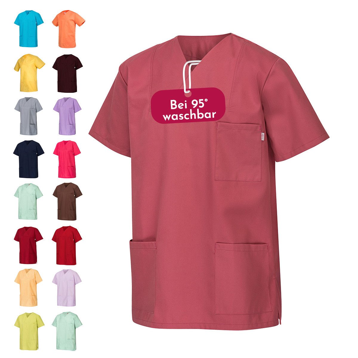 Clinotest Funktionsbluse Kasack Damen & Herren - 95 Grad waschbare, kochfest ohne einzulaufen (1-tlg) Schlupfkasack aus Baumwolle & Polyester - Berufsbekleidung für Pflege