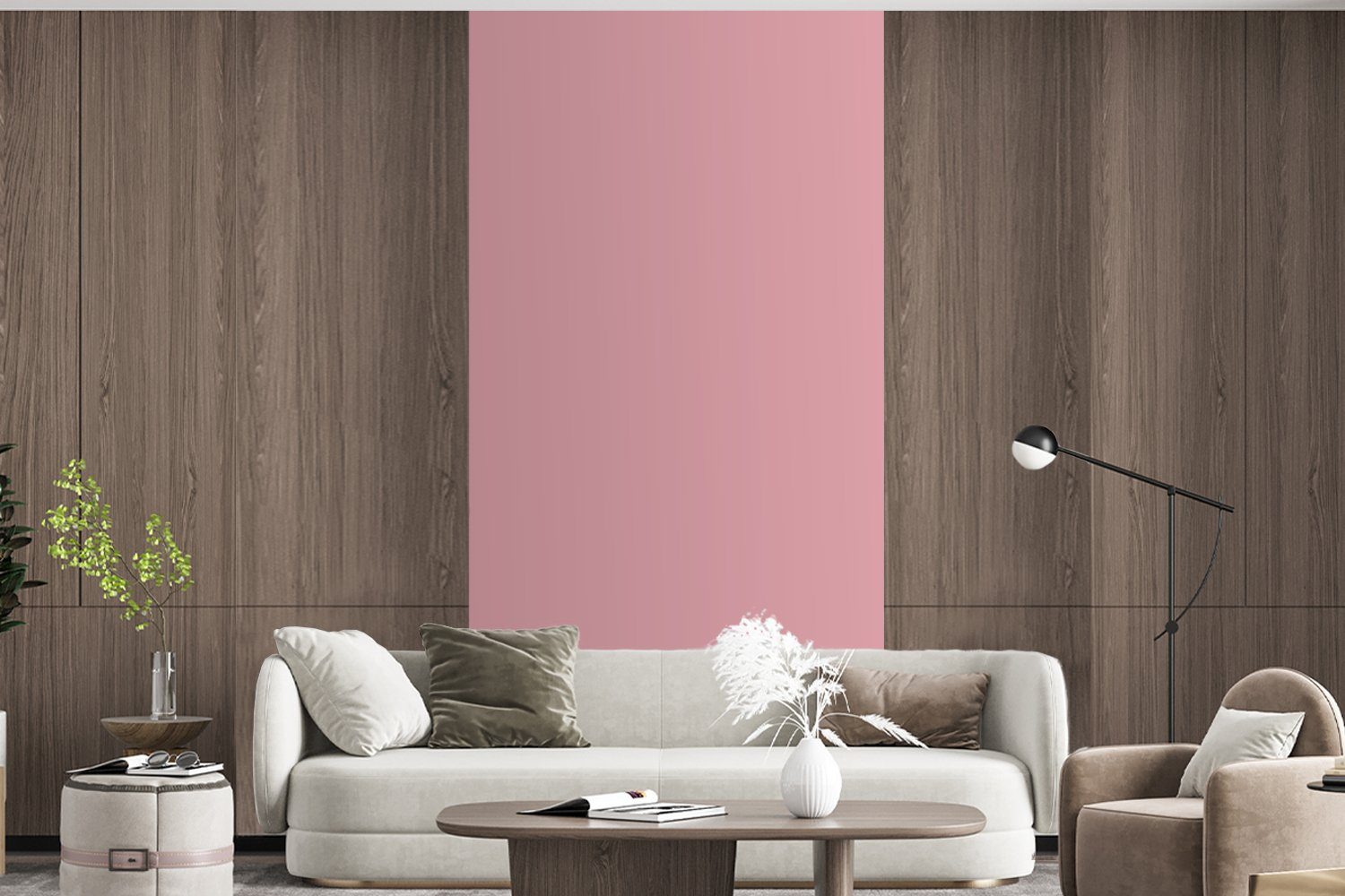 Rosa für - Fototapete Einfarbig Fototapete (2 bedruckt, Wohnzimmer Farben Innenraum Küche, St), - Schlafzimmer - Matt, - MuchoWow Farbe, Vliestapete