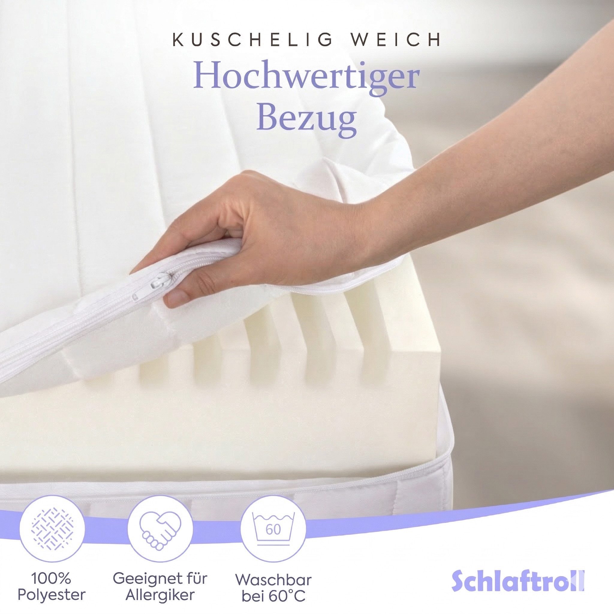 Kaltschaummatratze ergonomische 7-Zonen Wendematratze Härtegrad H2&H3, Schlaftroll, 5 cm hoch, 140x200 cm, 90x200 cm, 180x200 cm und weiteren größen – Bild 5 von 5