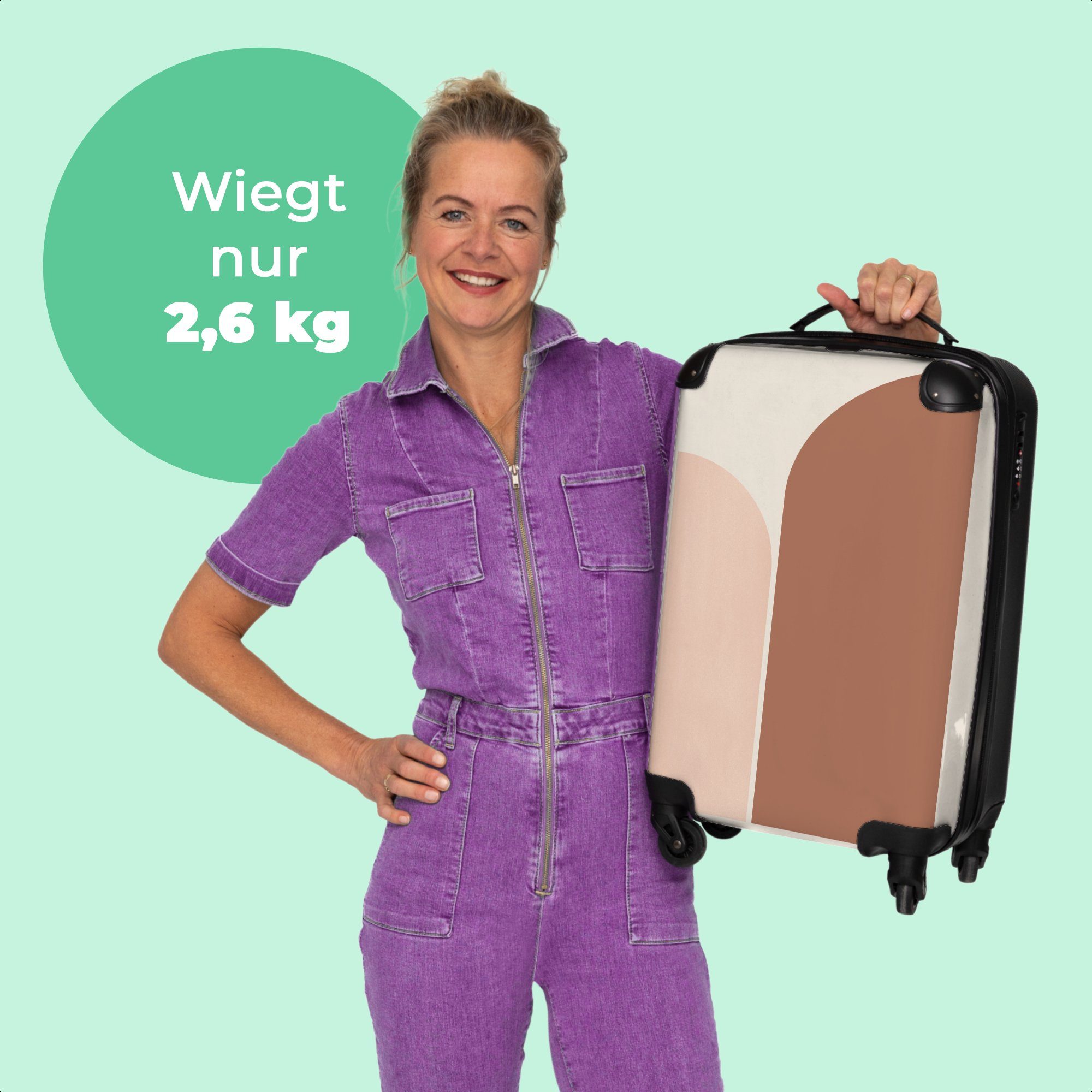 - 4 Cabin 4 Rollen, mit Braun Trolley Abstrakt Reisekoffer - Rollkoffer 55x35x20cm - - Rollen Kunst Muster, Kleine Handgepäck NoBoringSuitcases.com© Handgepäckkoffer