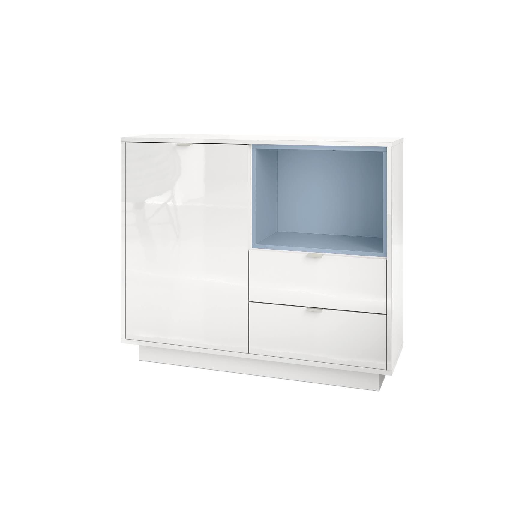 Vladon Kommode Metro (Kommode mit 1 Tür, 2 Schubladen, Made in Germany), Korpus (103 x 88 x 37,5 cm)