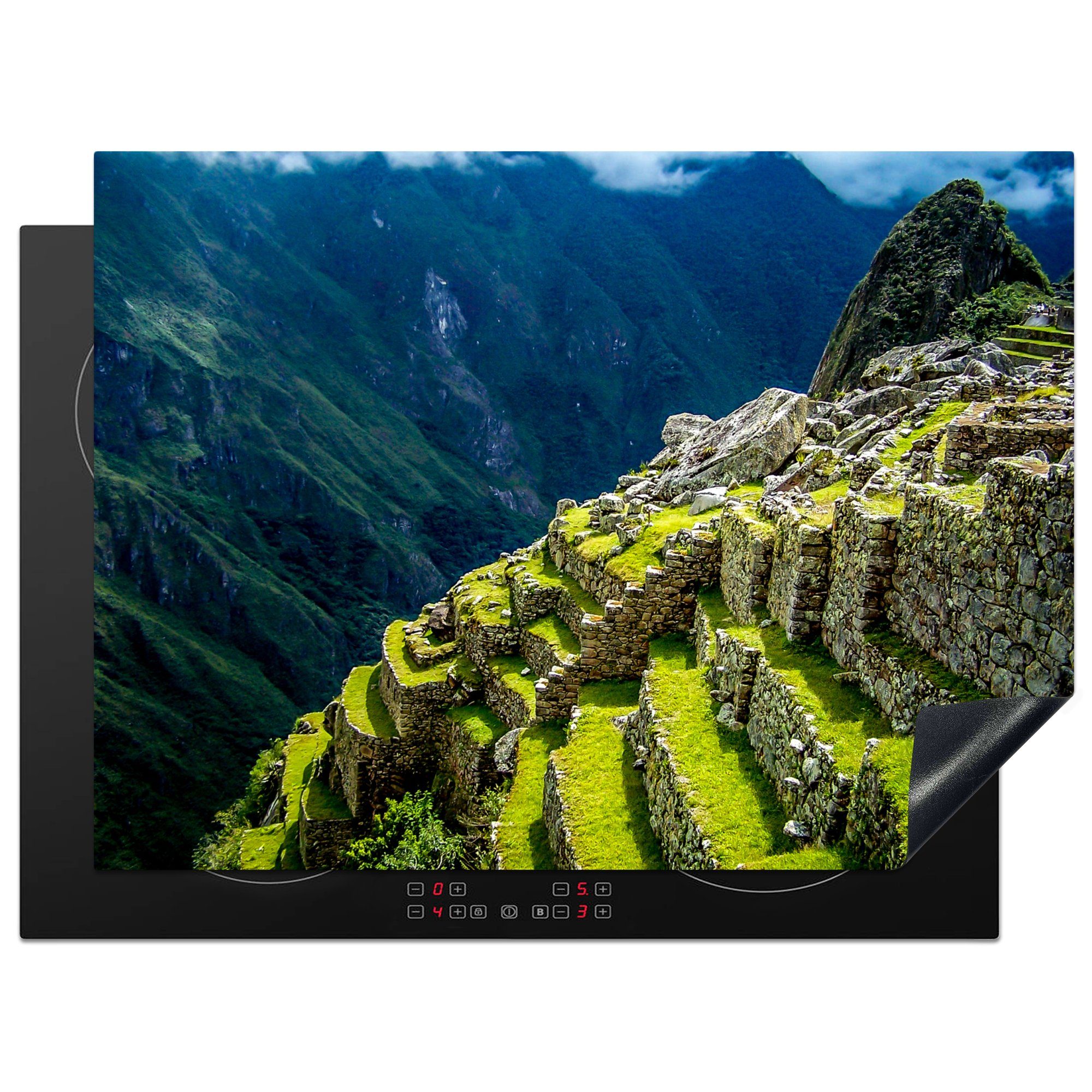 MuchoWow Herdblende-/Abdeckplatte Inka-Pässe von Machu Picchu nach Peru, Vinyl, (1 tlg), 70x52 cm, Mobile Arbeitsfläche nutzbar, Ceranfeldabdeckung
