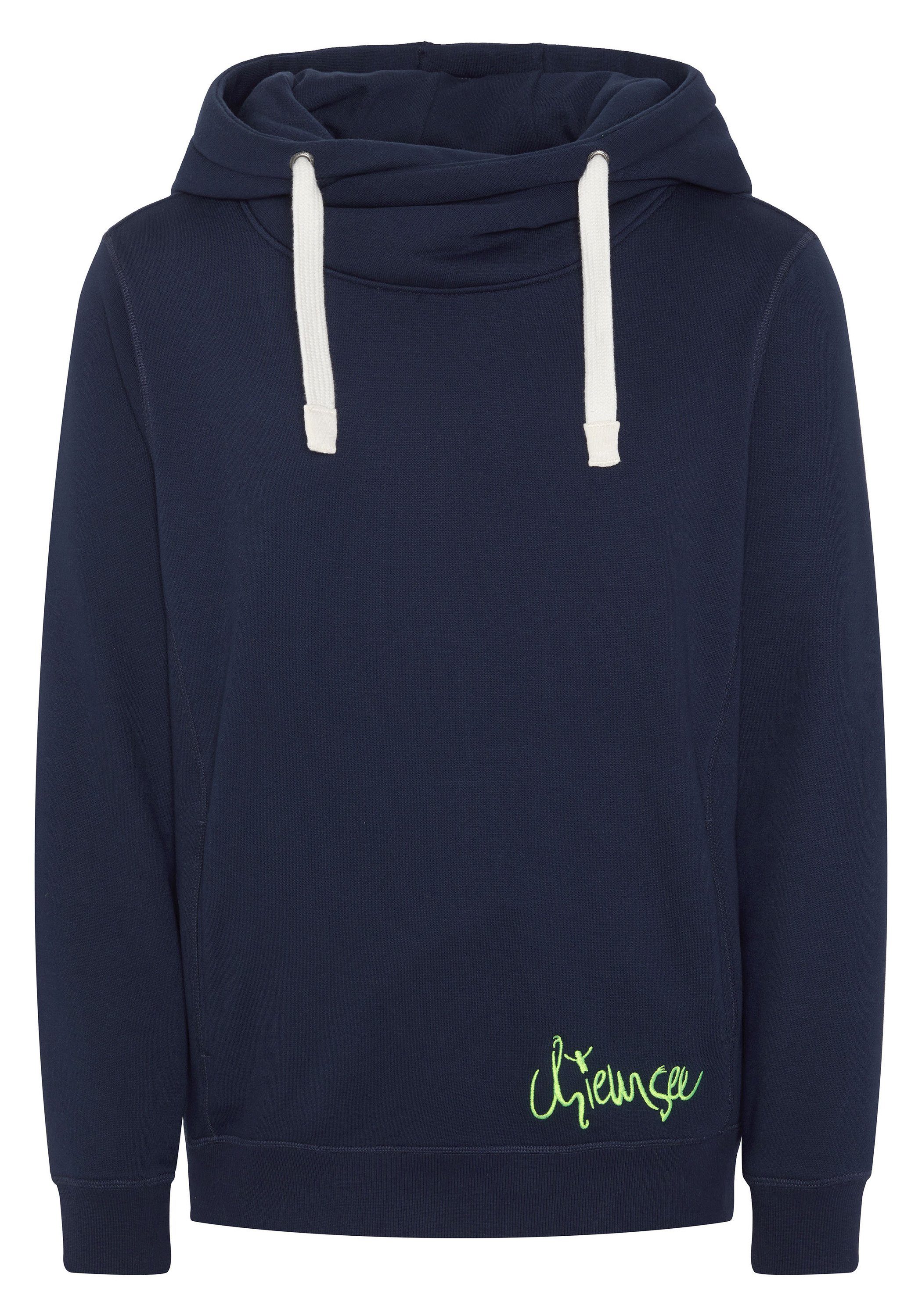 Chiemsee Kapuzensweatshirt Hoodie aus Baumwollmix mit Motiv und Schriftzug 1 dunkel blau