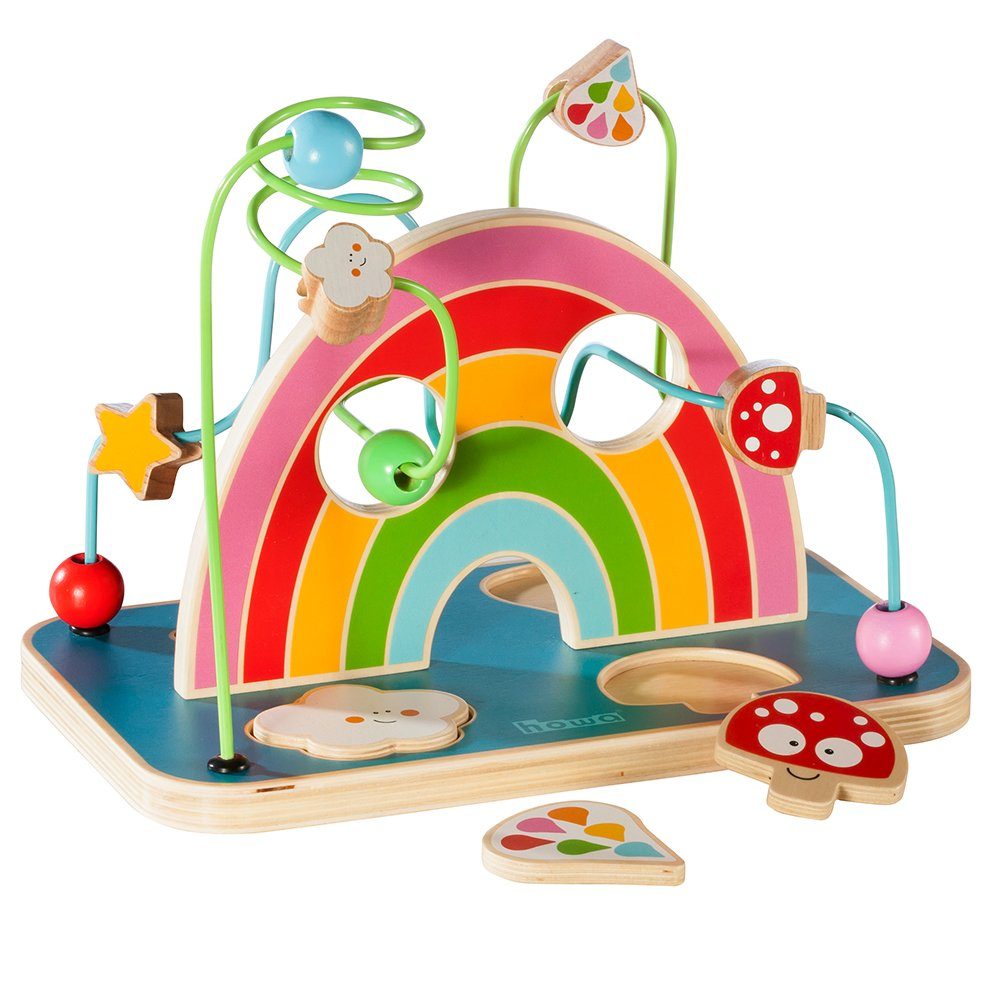 howa Motorikschleife my rainbow, Motorikspielzeug mit Puzzle aus Holz