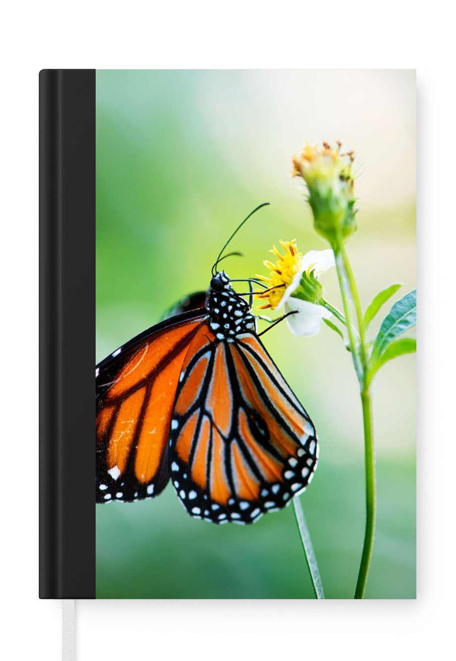 MuchoWow Notizbuch Schmetterling - Blumen - Insekten, Journal, Merkzettel, Tagebuch, Notizheft, A5, 98 Seiten, Haushaltsbuch