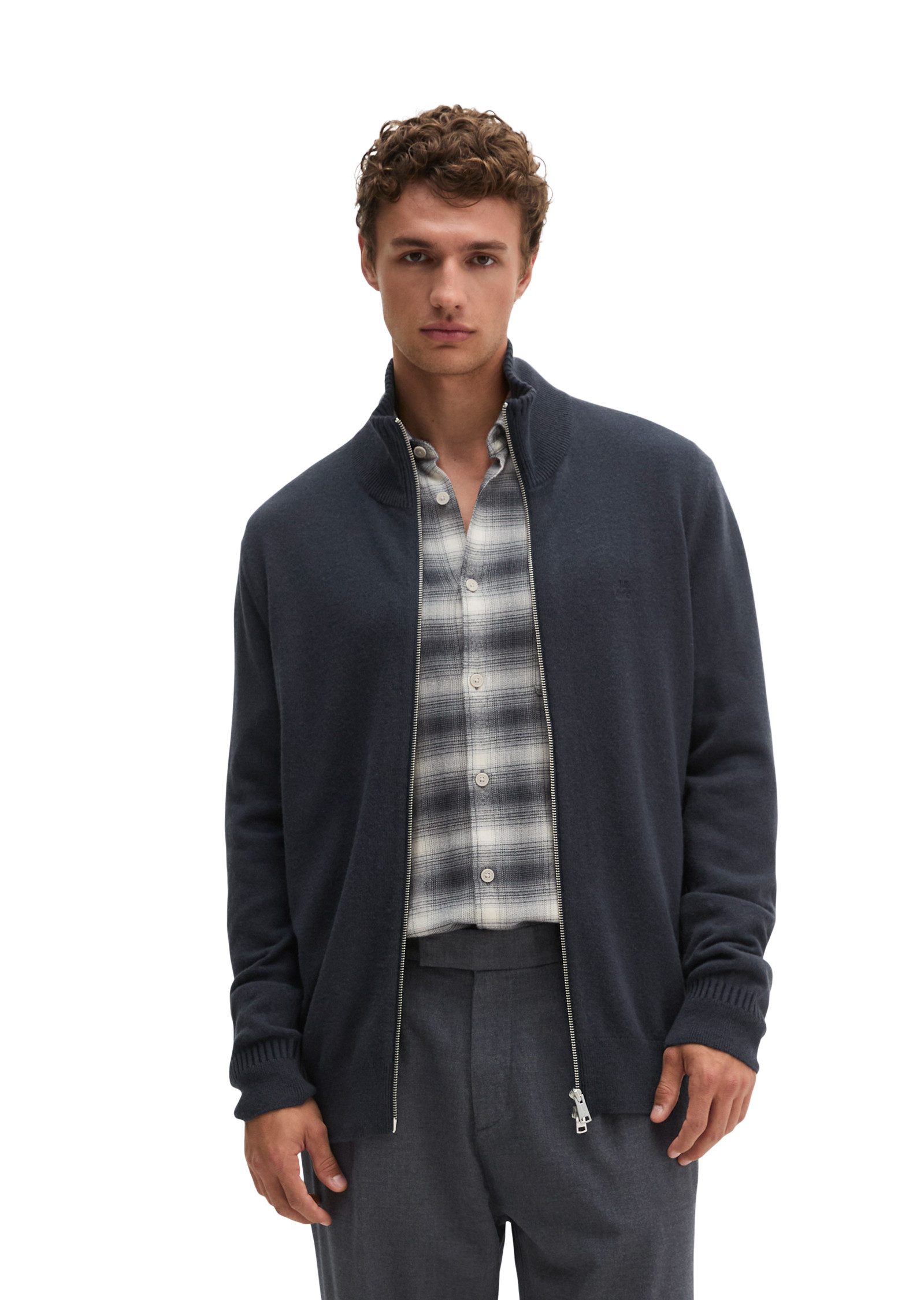 Marc O'Polo Strickjacke regular aus Bio-Baumwoll-Schurwoll-Mix