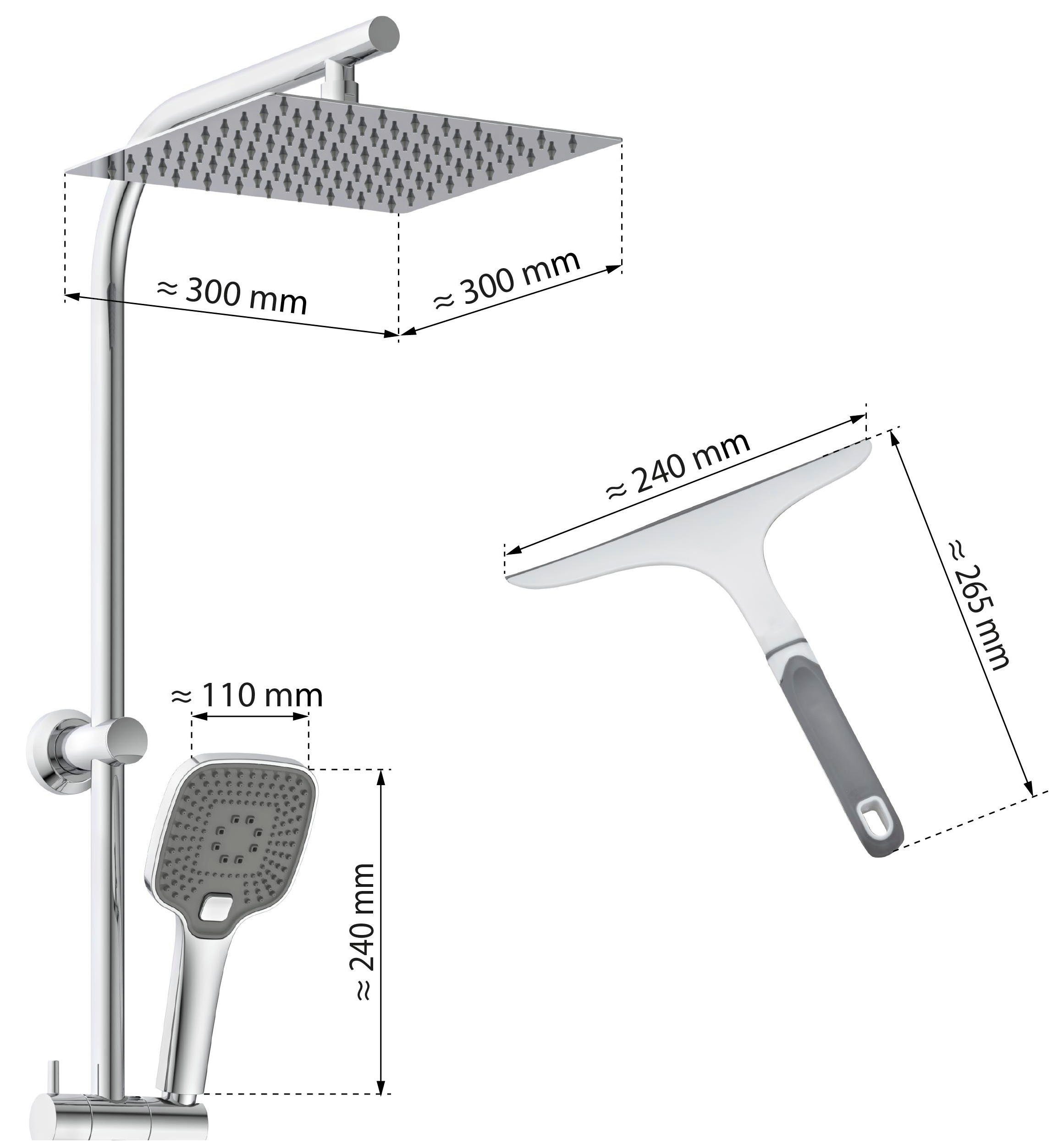 inkl. Regendusche, Strahlart(en), DELUXE, Eisl 3 Brausegarnitur Duschabzieher EASY cm, 96,5 Höhe höhenverstellbar, Antikalk,