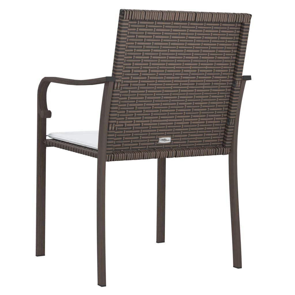 mit 2 Braun Kissen vidaXL Polyrattan cm 56x59x84 Gartenstühle Stk Gartenstuhl