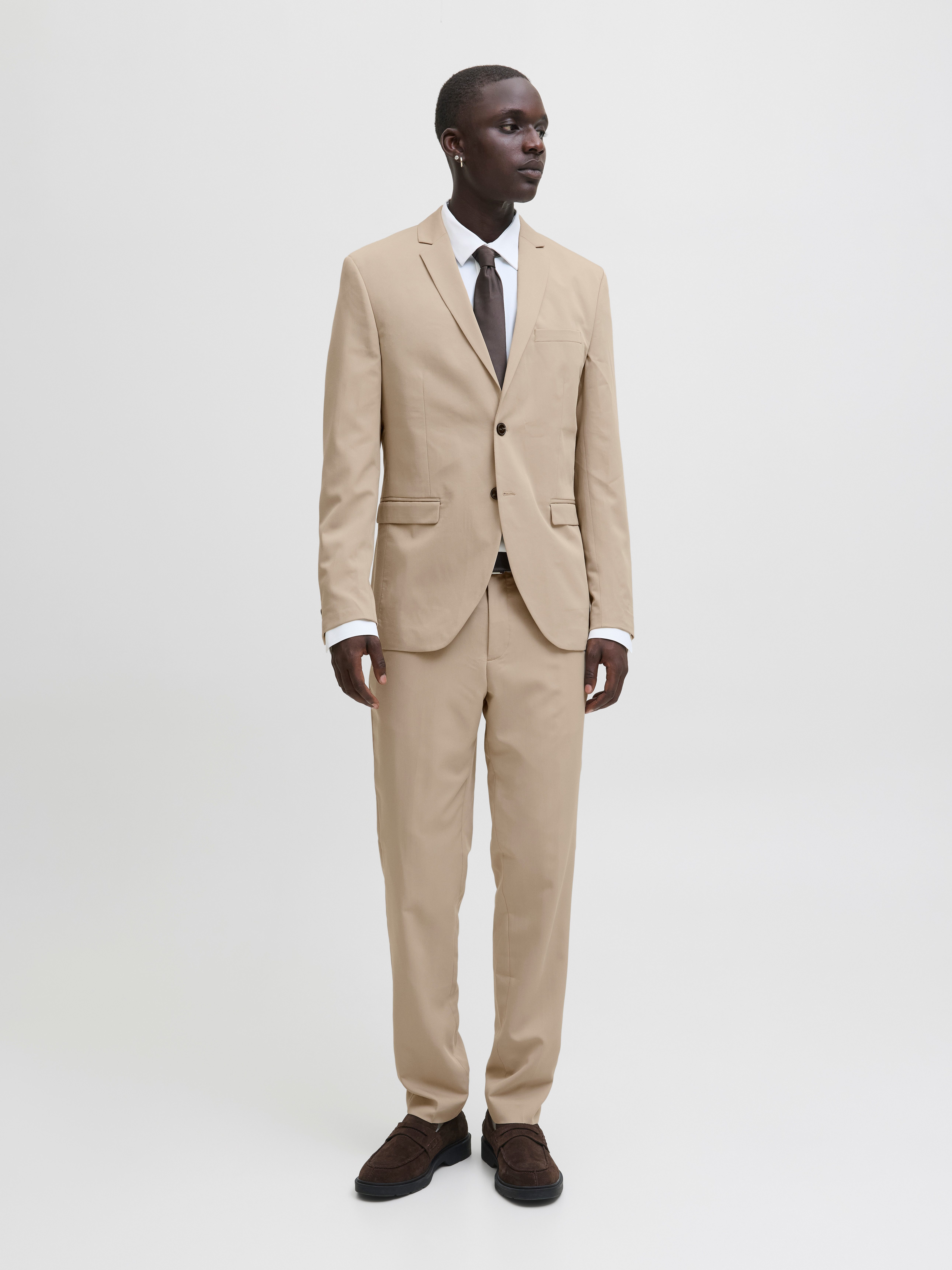 Jack & Jones Anzug JPRFRANCO Extra schmal, pflegeleicht, stilvoll mit fallendem Revers Materialmix, slim fit