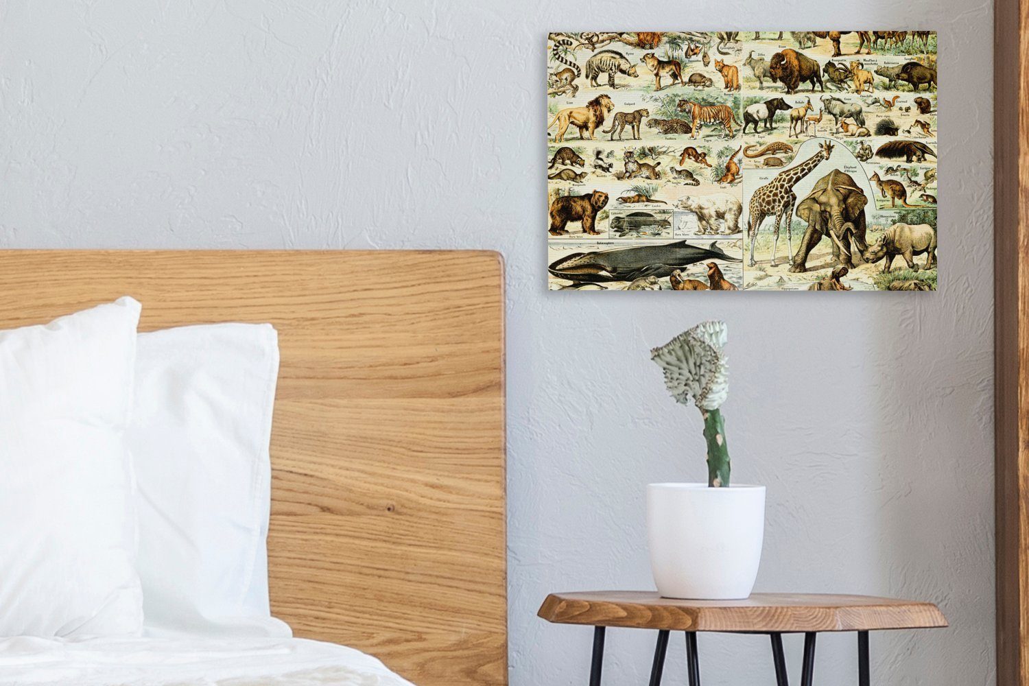 Löwe, Wandbild (1 - St), Leinwandbild - Giraffe OneMillionCanvasses® Aufhängefertig, Tiere 30x20 cm Wanddeko, Leinwandbilder,