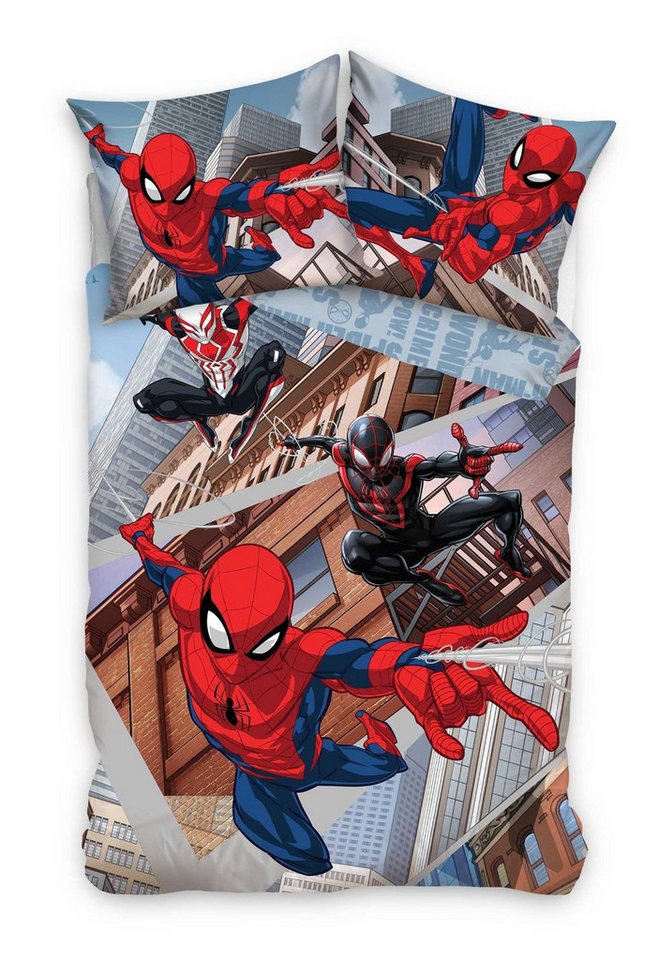 Carbotex Bettwäsche Marvel Spiderman - Wende-Bettwäsche-Set, 135x200 & 80x80, Spider-Man, Baumwolle, 100% Baumwolle