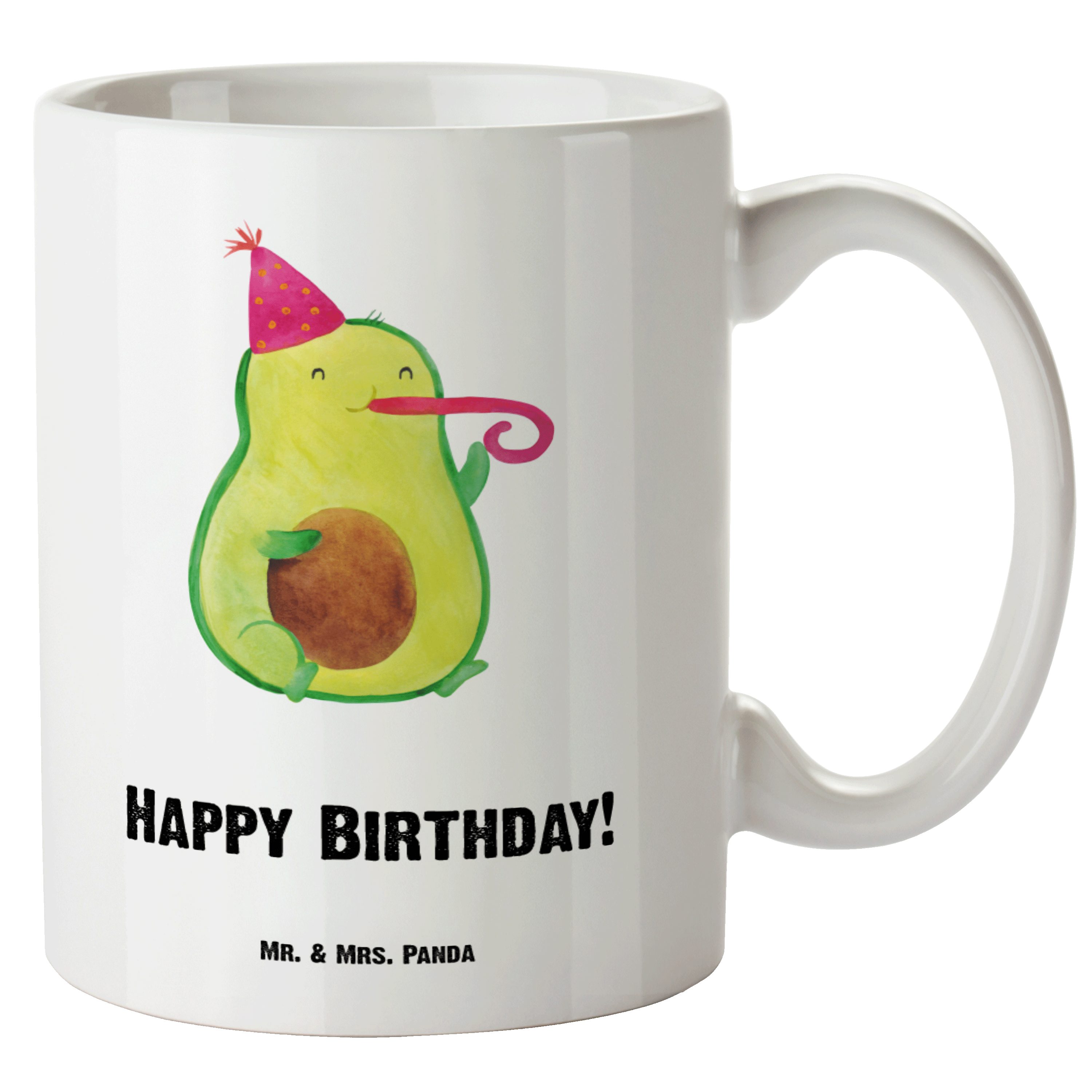 Mr. & Mrs. Panda Tasse Avocado Birthday - Weiß - Geschenk, Überraschung, Groß, spülmaschinen, XL Tasse Keramik