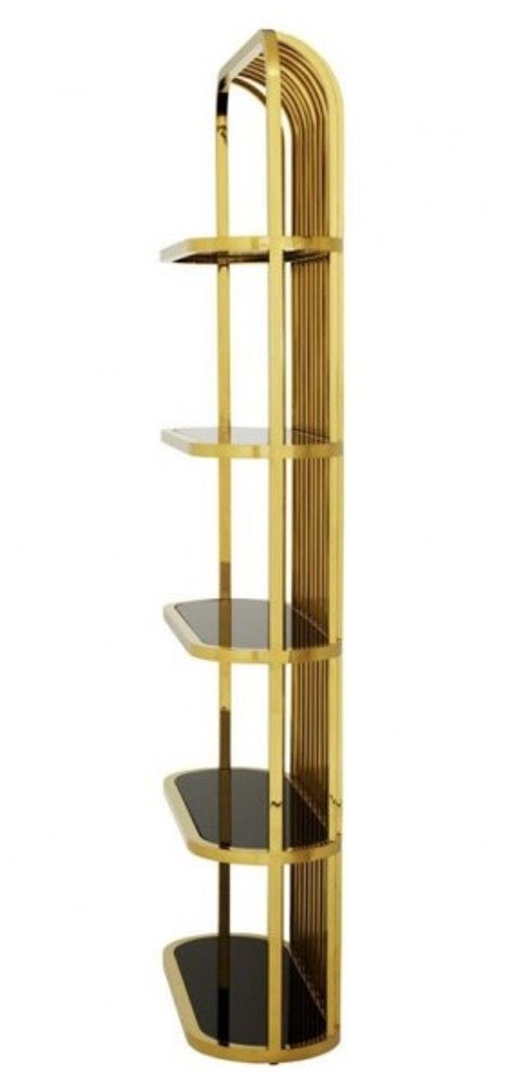 Casa Padrino Stauraumschrank Luxus Kollektion schwarzem Luxus Regal - Schrank Gold Glas mit