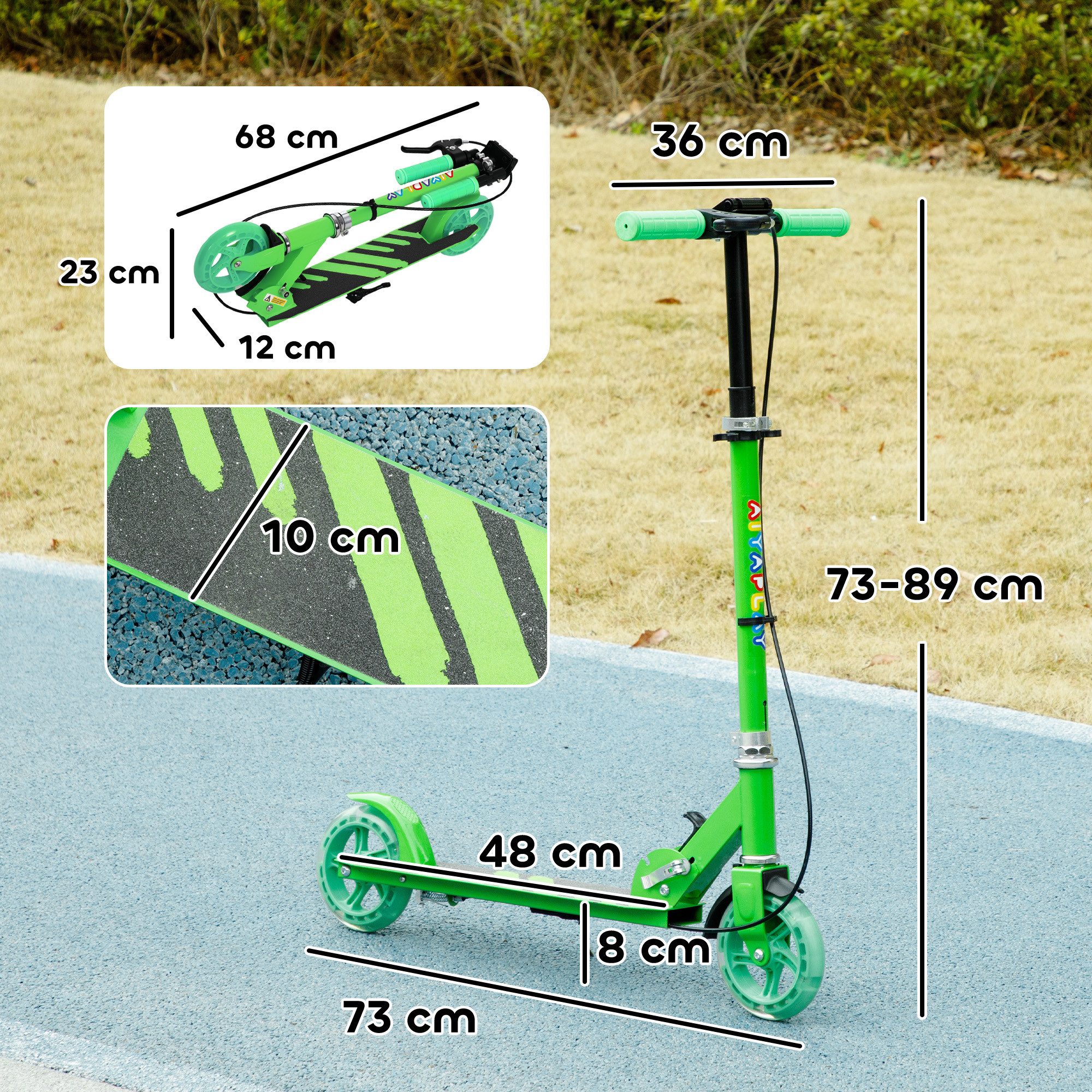 AIYAPLAY Cityroller Roller für Kinder im Alter von 3–8 Jahren, (klappbarer Kinderroller, 1 tlg., Höhenverstellbarer Tretroller), klappbarer Tretroller mit verstellbarem Griff