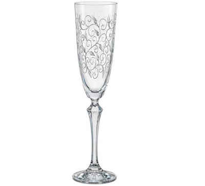 Crystalex Sektglas Leaves Clear 200 ml 6er Set, Kristallglas, Kristallglas, Pantografie