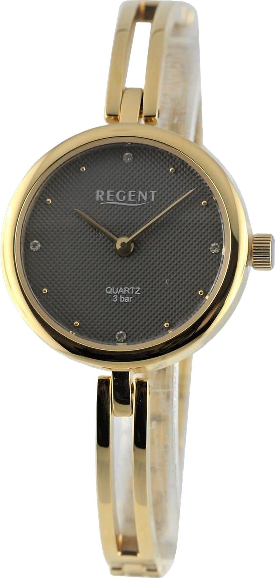 Regent Quarzuhr Regent Damen Armbanduhr Analog, Damen Armbanduhr rund, extra groß (ca. 26mm), Metallarmband