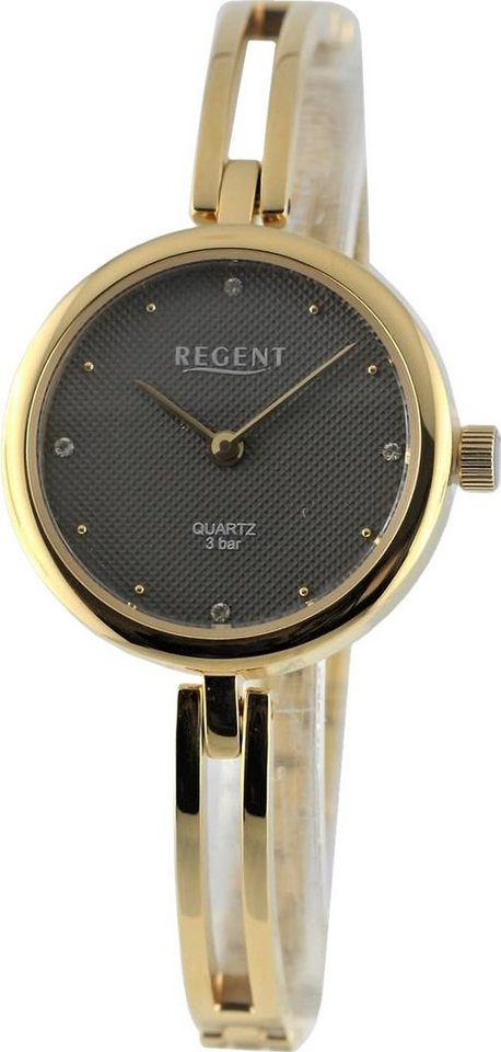 Analog, rund, Armbanduhr Damen groß Quarzuhr Regent Damen Regent Armbanduhr Metallarmband, Uhrzeit extra (ca. 26mm),