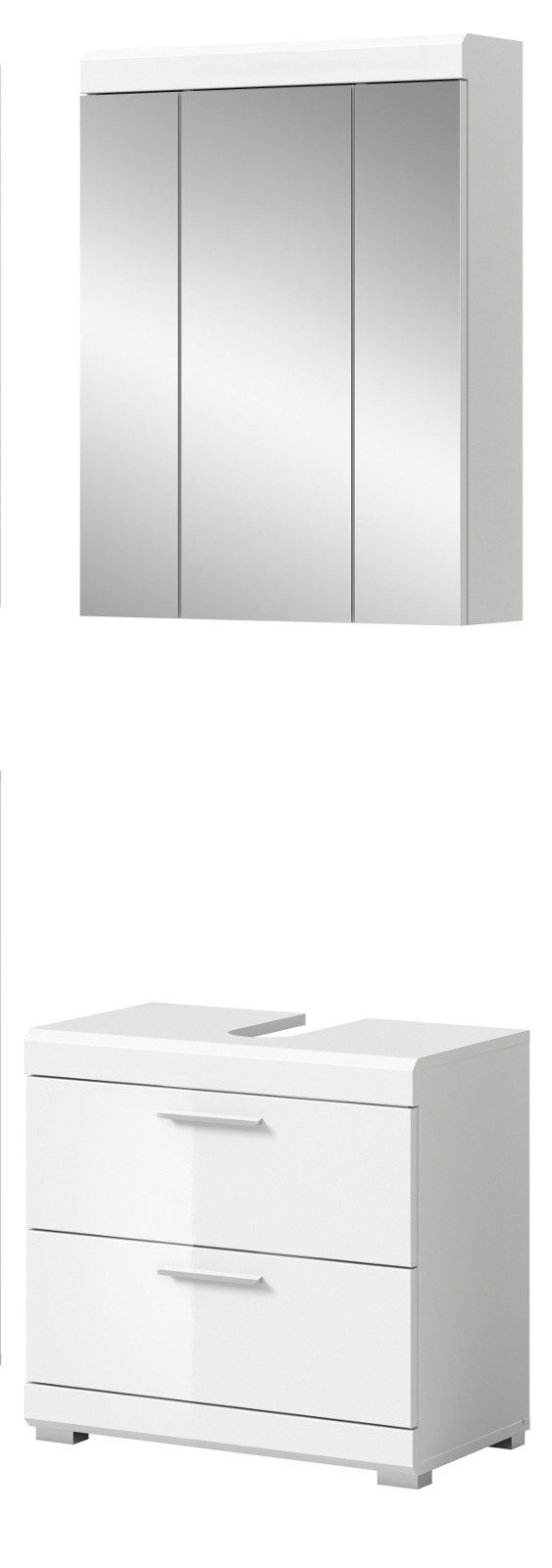 Inn.Furn Badmöbel-Set Shawn, (Badkombination in weiß Hochglanz, 2-St., 2-teilig, Breite 60 cm), Waschtisch mit Schubladen