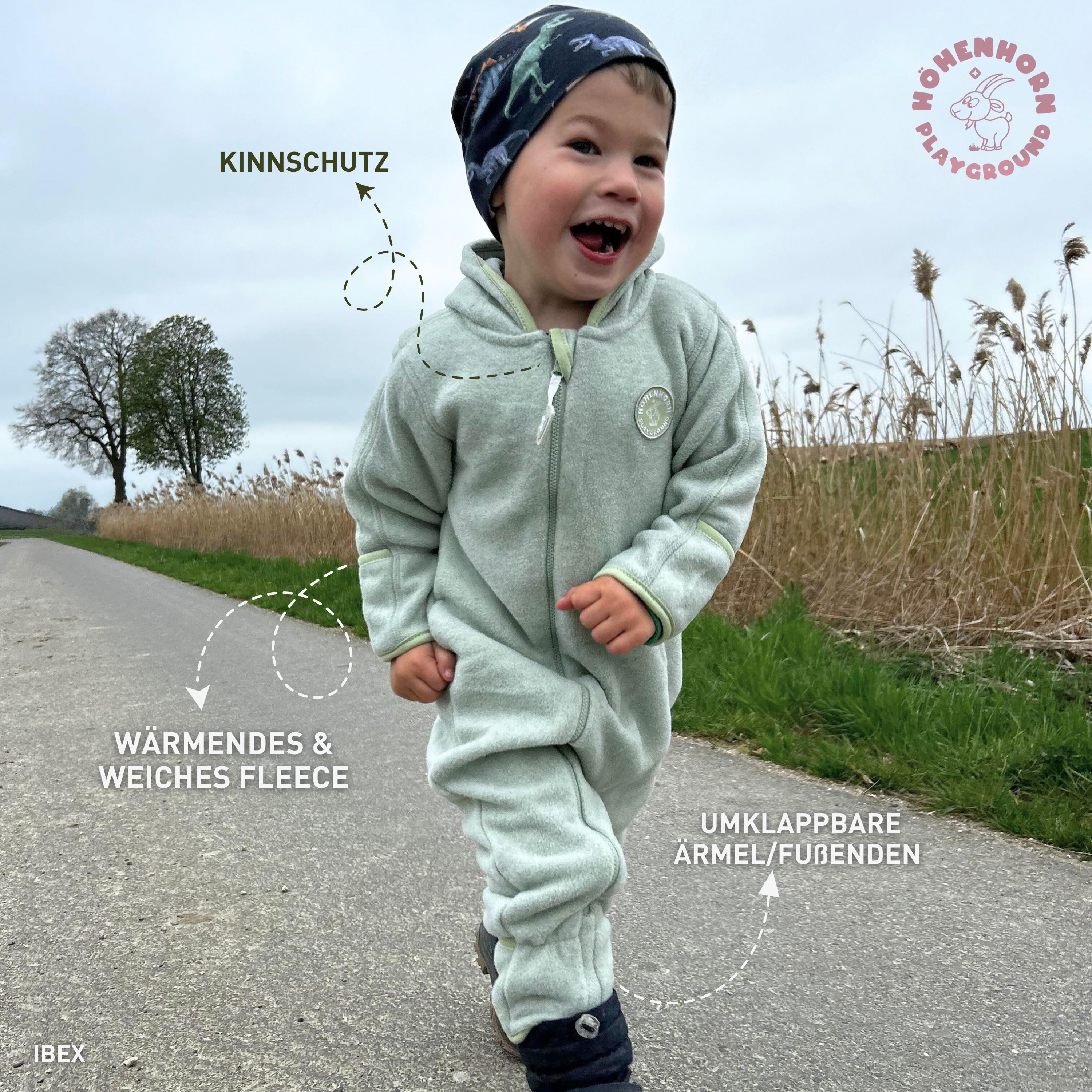 Höhenhorn Strampler Ibex Baby Fleece Overall Winter Herbst Strampler Kleinkind mit Kapuze