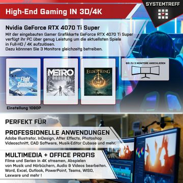 SYSTEMTREFF Gaming-PC (AMD Ryzen 9 7900, GeForce RTX 4070 Ti Super, 32 GB RAM, 1000 GB SSD, Wasserkühlung, Windows 11, WLAN)