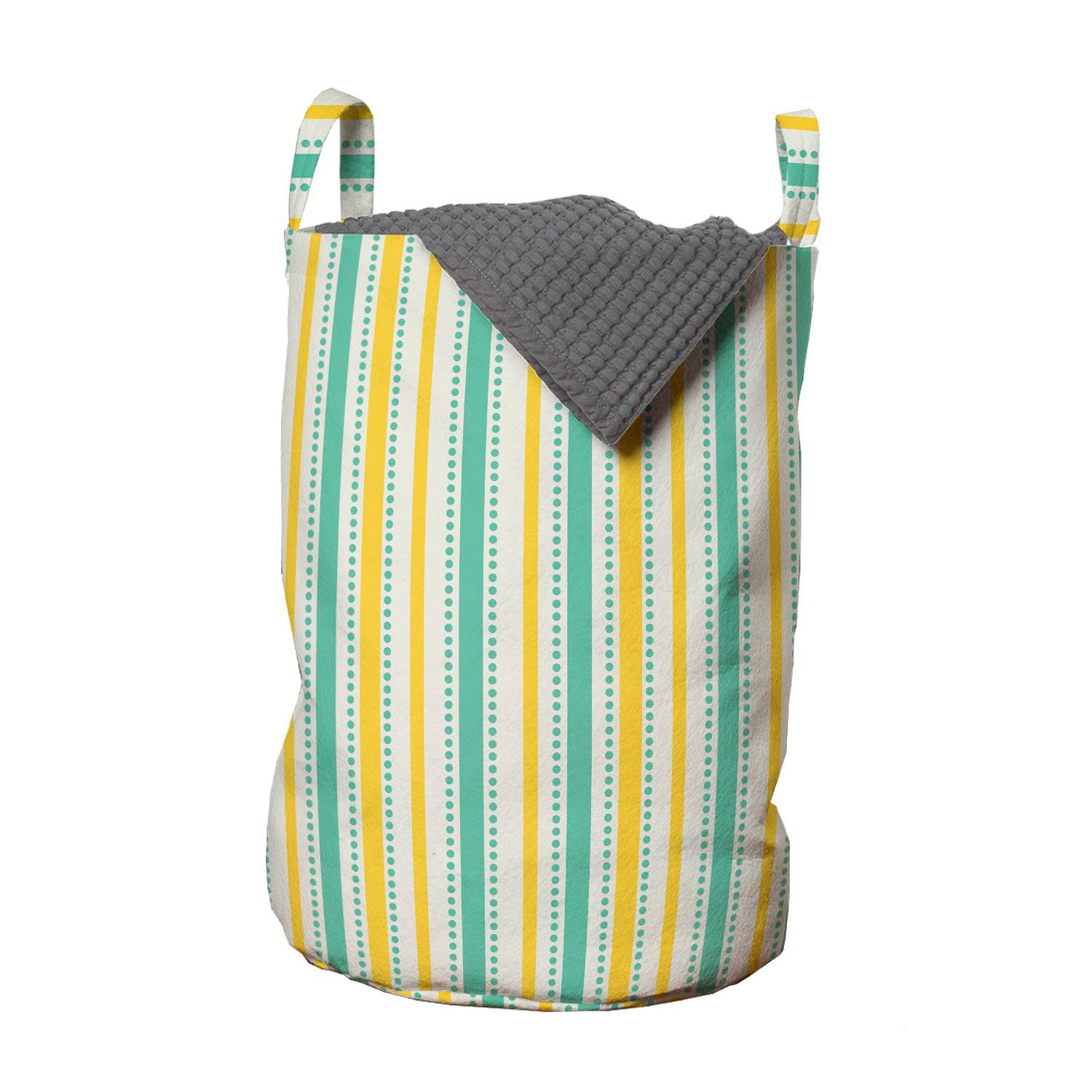 Abakuhaus Wäschesäckchen Wäschekorb mit Griffen Kordelzugverschluss für Waschsalons, Geometrisch Sommer-Streifen-Punkte