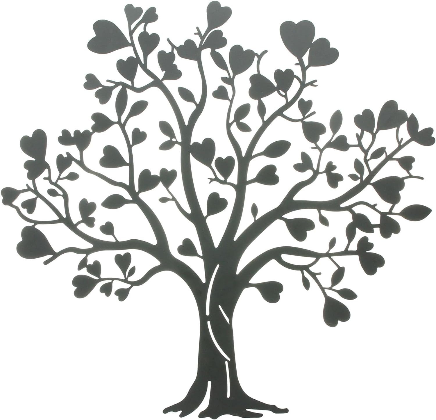 Dekoleidenschaft Metallbild "Herzbaum" Wandbild aus Metall, mattschwarz, 50 günstig online kaufen