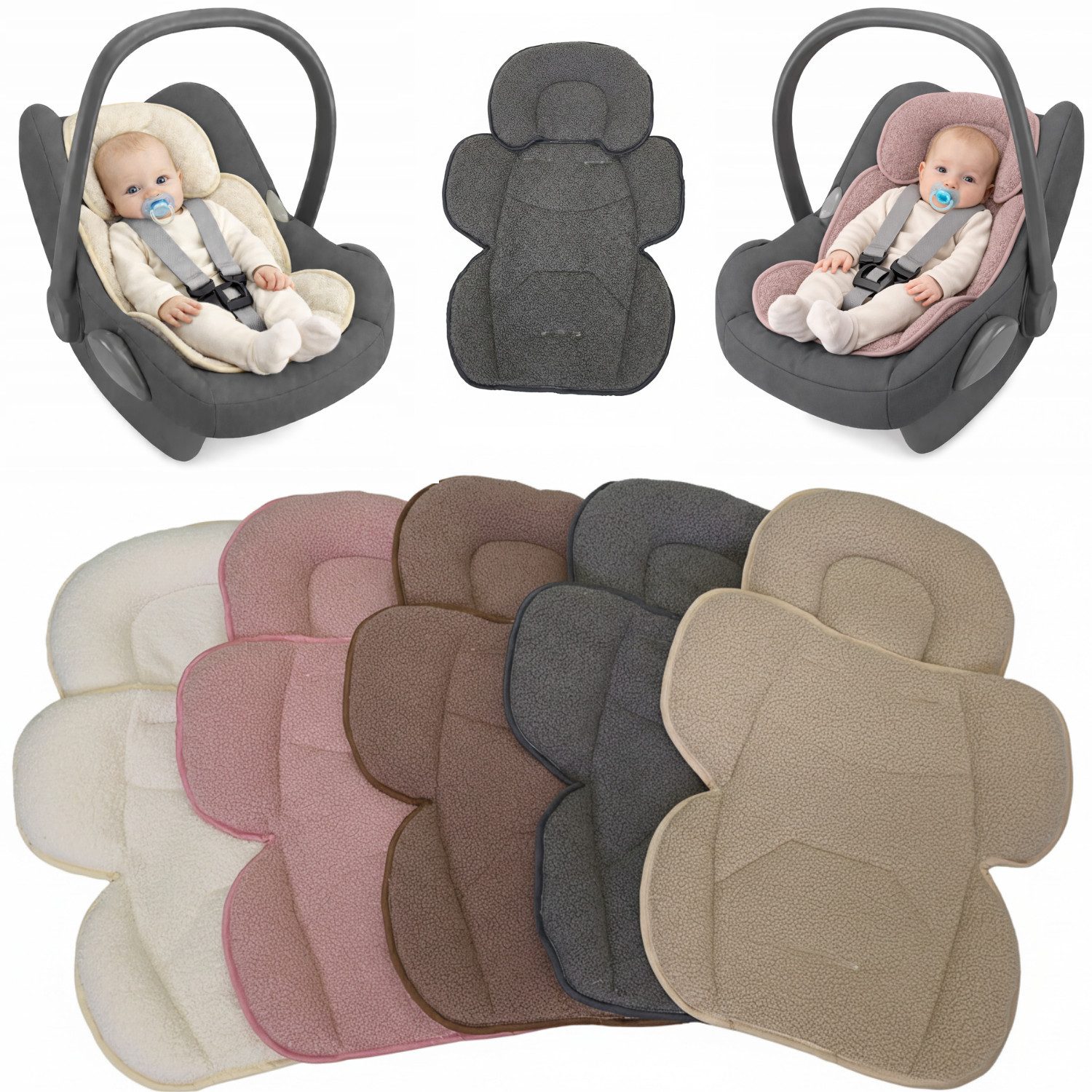 Primawela Sitzverkleinerer -Bouclé -Einlage Einsatz Sitzauflage Baby Kind für Auto Babyschale
