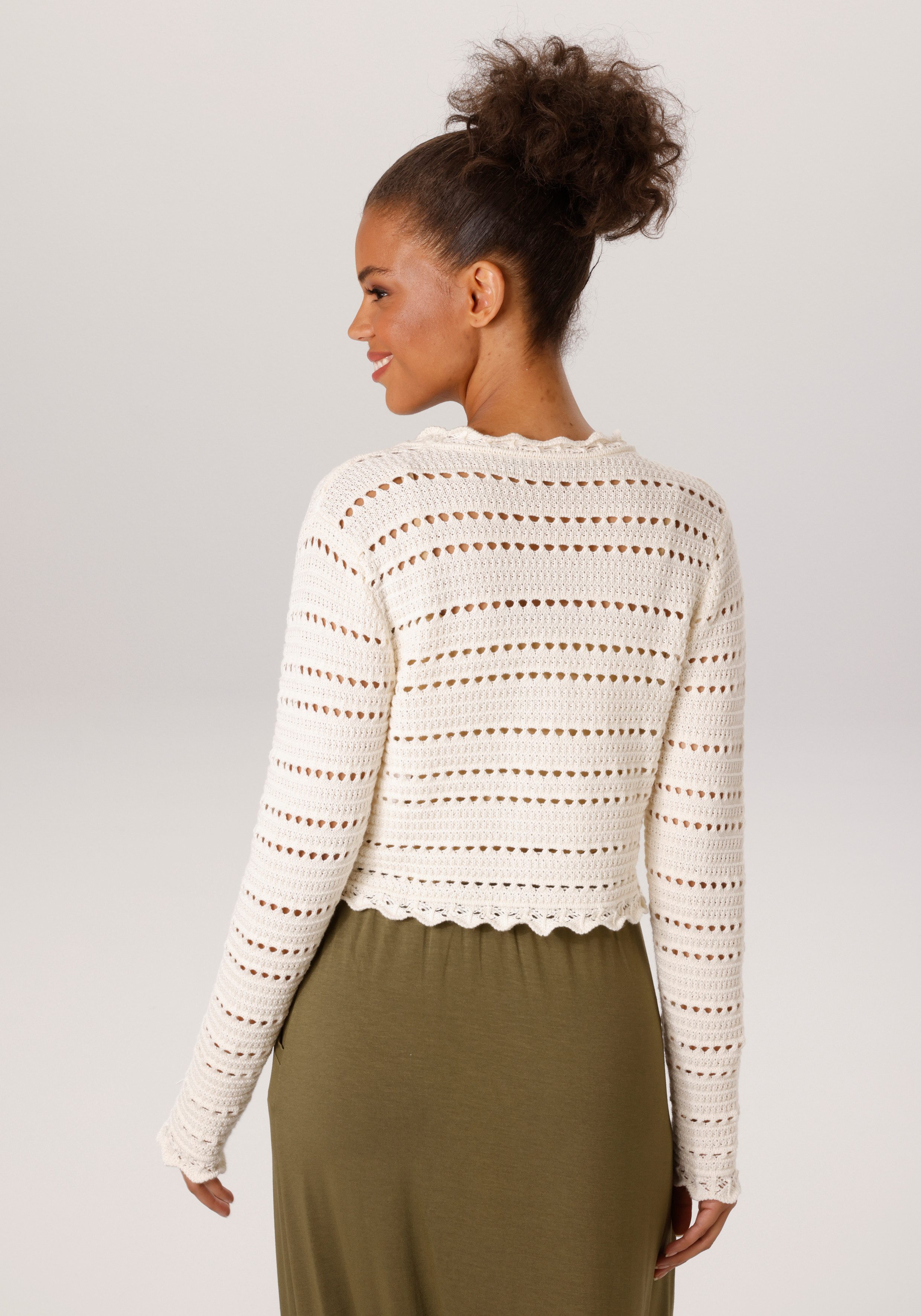 Aniston CASUAL Strickjacke im trendigen Ajour-Muster-Mix - NEUE KOLLEKTION